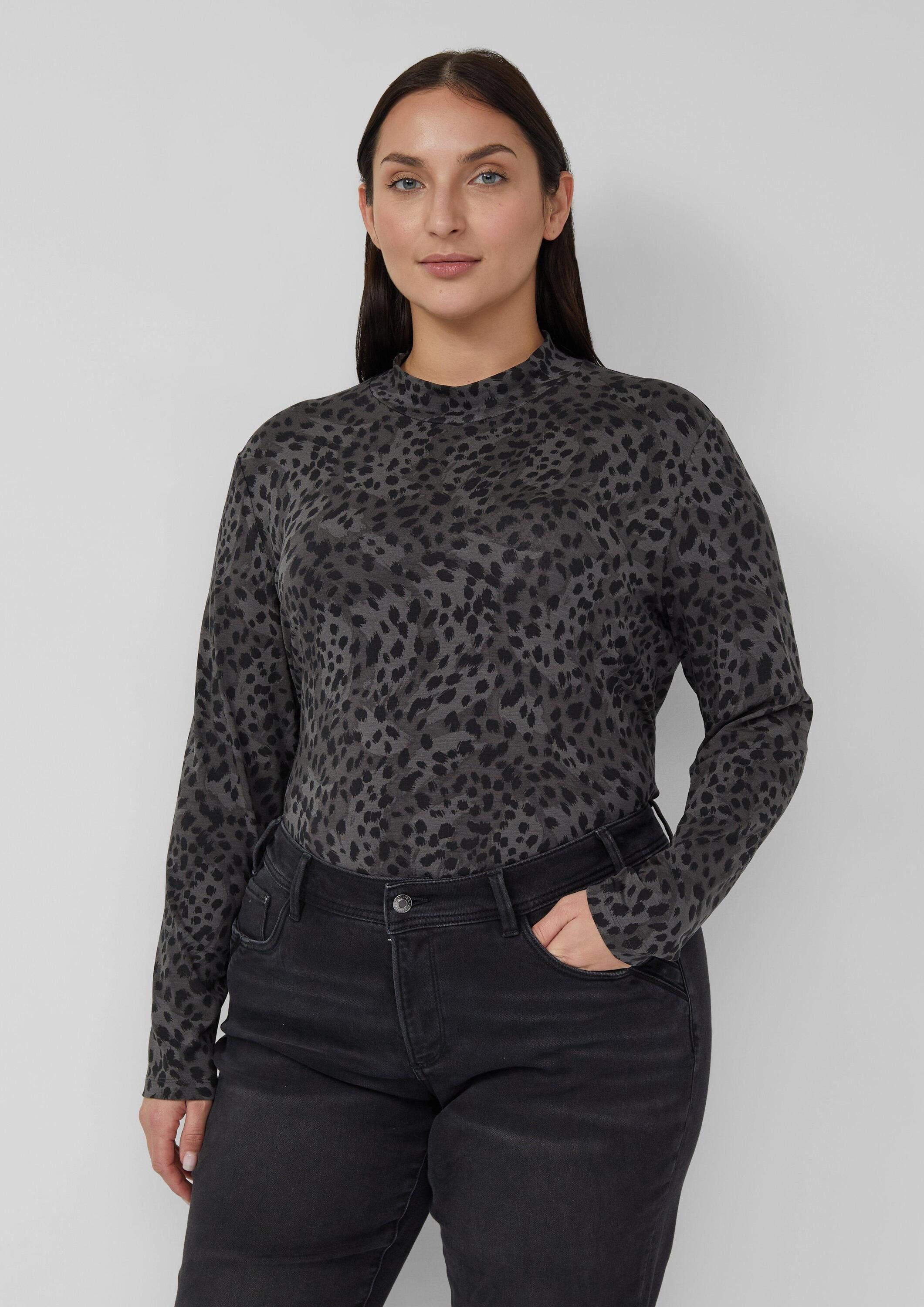 s.Oliver Langarmshirt T-Shirt Fließendes Longsleeve mit Stehkragen günstig online kaufen