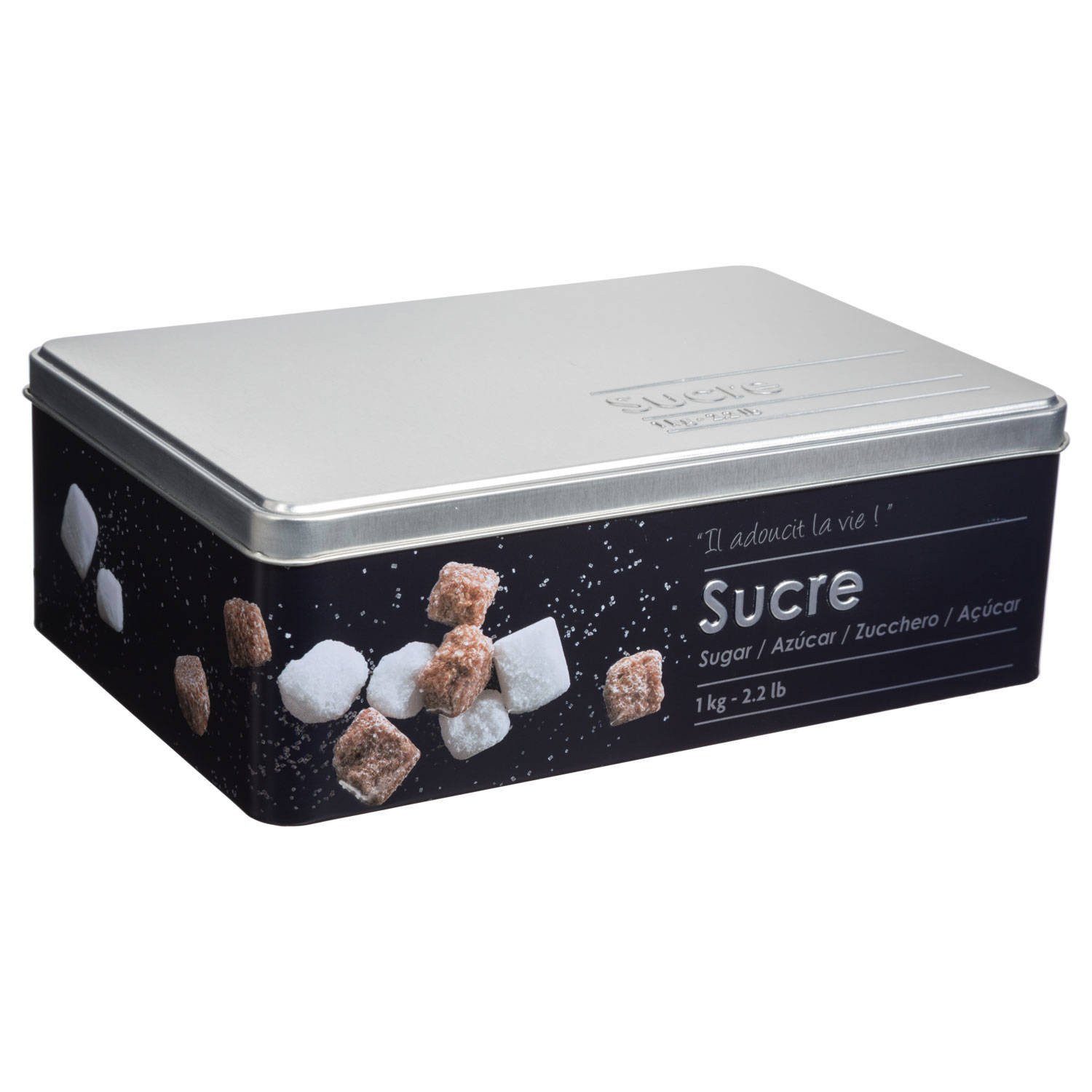 5five Simply Smart Vorratsdose Zuckerdose, 1 kg, Metall, schwarz, Metall, (einzeln, einzeln)