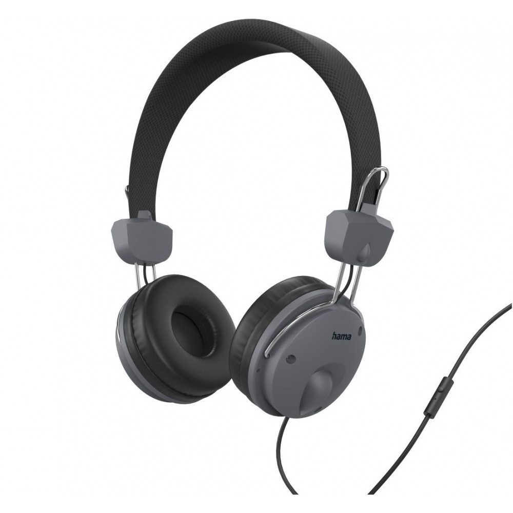Hama 00184145 Fun Kopfhörer mit Kabel Kopfhörer schwarz Headset (Ein-Knopf-Wechsel zwischen Musik und Anrufen, ohraufliegend)