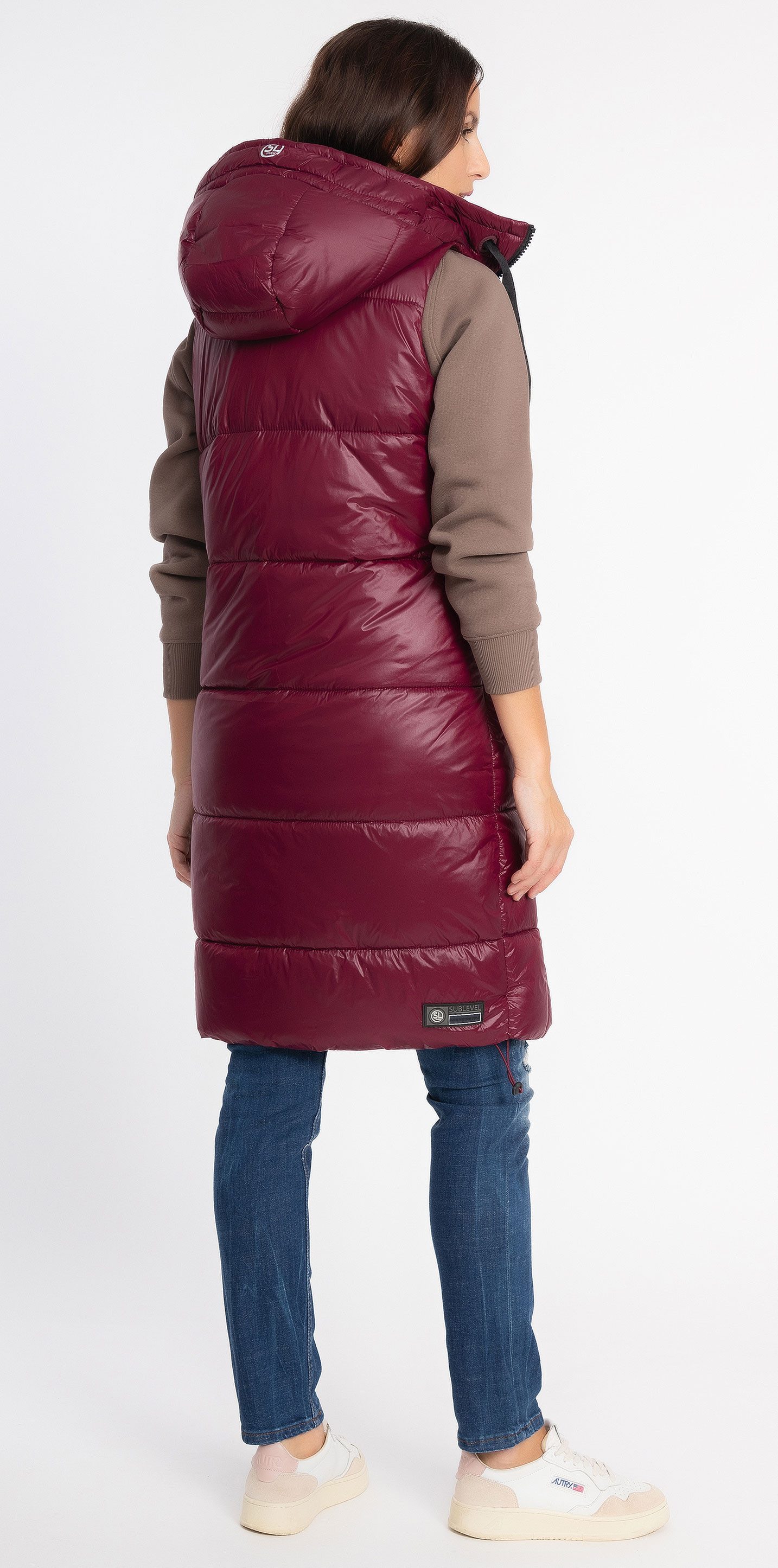 SUBLEVEL Steppweste Damen mit Kapuze Waistcoat lange Winter Weste Bodywarmer Waistcoat