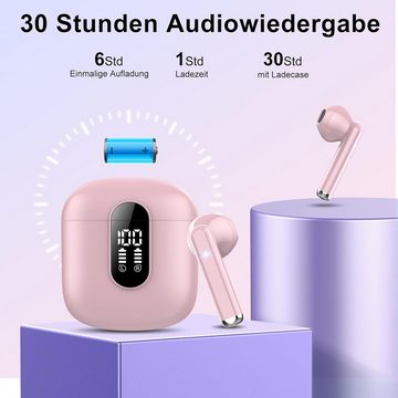 Jesebang Kabellos Bluetooth 5.3, Ultraleicht Ohrhörer mit HD Mikrofon In-Ear-Kopfhörer (Elegantes Design, hochwertige Verarbeitung und intuitive Bedienung in einem., Sound Musik Streaming bis zu 30 Stunden, LED-Anzeige, IP7 Wasserdicht)