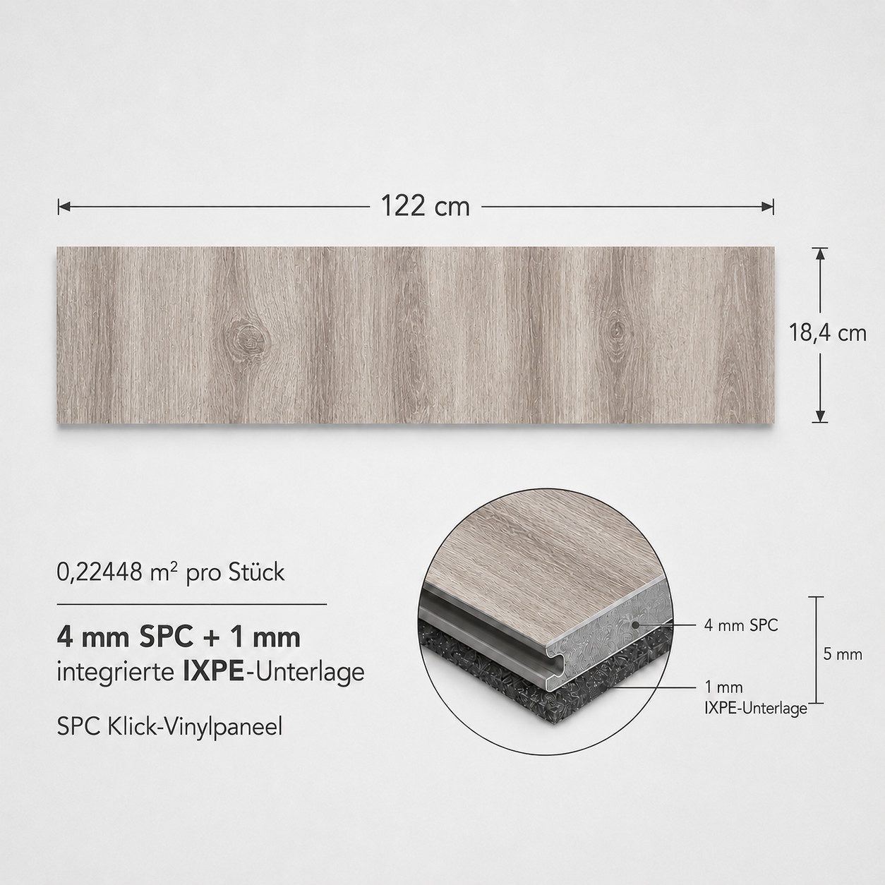 Berti Graf Designboden SPC Vinylboden 5 mm Klick wasserfest mit Trittschalldämmung, kleberfrei, mit Trittschalldämmung, wasserfest, pflegeleicht