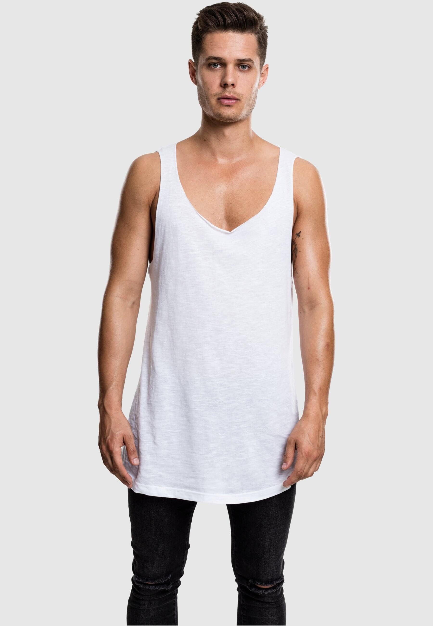 (1-tlg) white Herren URBAN Long Open Loose Tanktop Edge CLASSICS Shaped Tank