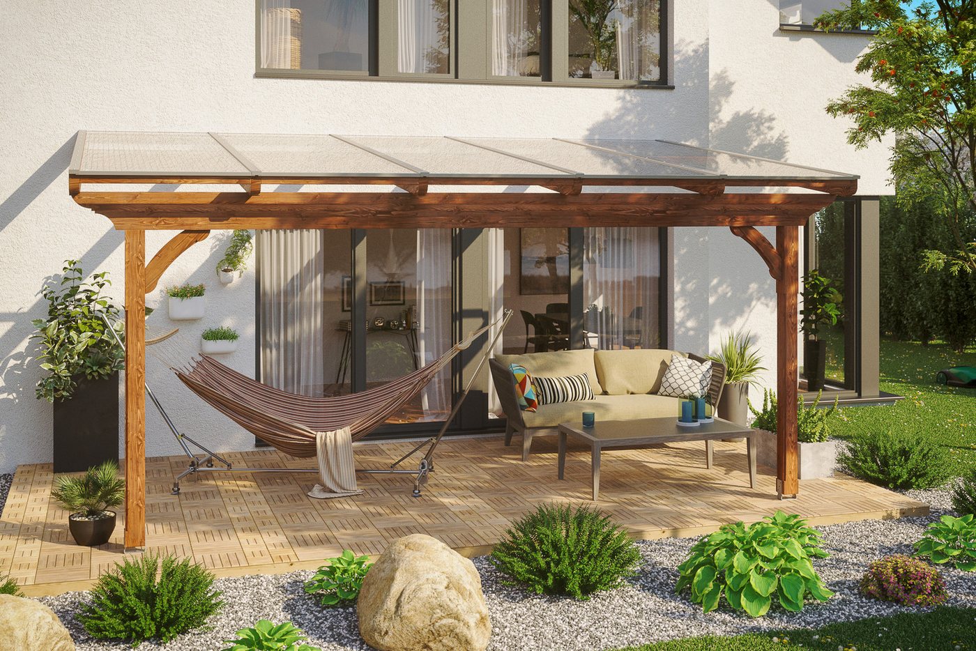 Thumbnail - Skanholz Terrassendach Ravenna, BxT: 541x350 cm, Bedachung Doppelstegplatten, Douglasie