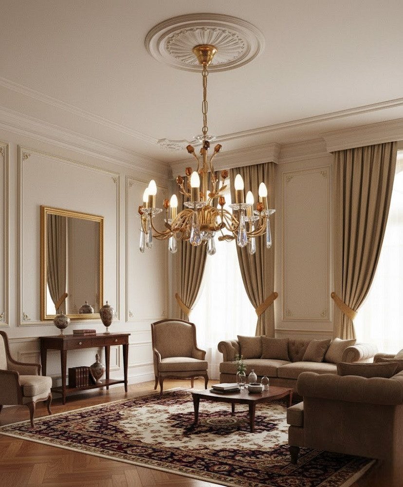 JVmoebel Kronleuchter Edle Goldene Lüster Deckenpendel Moderne Deckenlampe Sofort