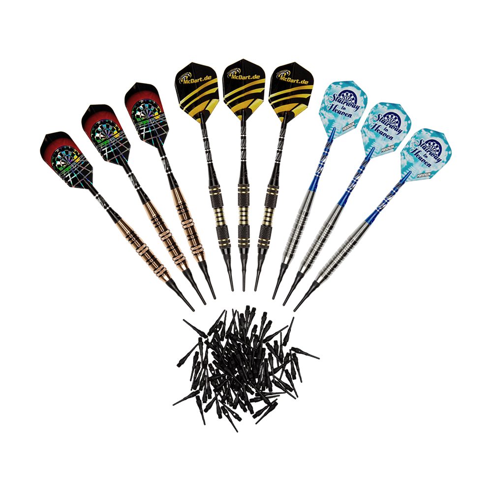 Softdarts McDart 9er Softdarts - 3 Satz Softdarts mit unterschiedlichen Formen und Gewichten