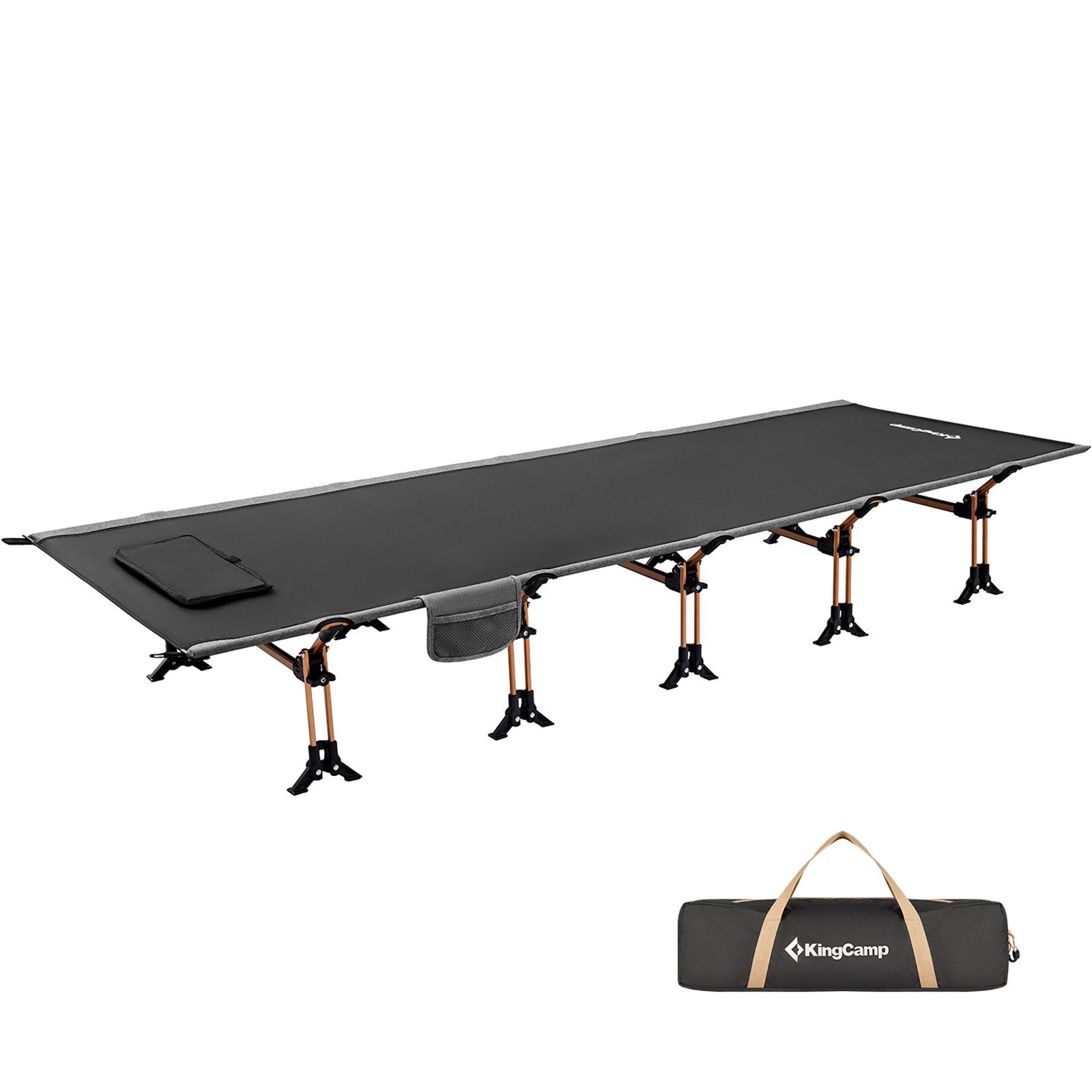 KingCamp Feldbett Alu Feldbett XL Outdoor Klick Klappbett Camping Liege 30cm Hoch 250 kg
