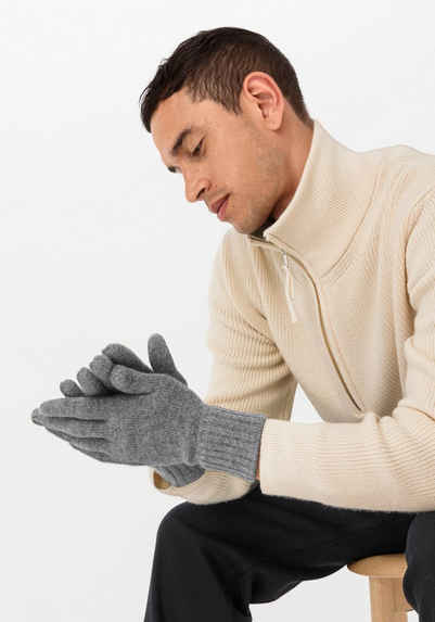Hessnatur Strickhandschuhe Fingerhandschuhe aus Schurwolle mit Kaschmir