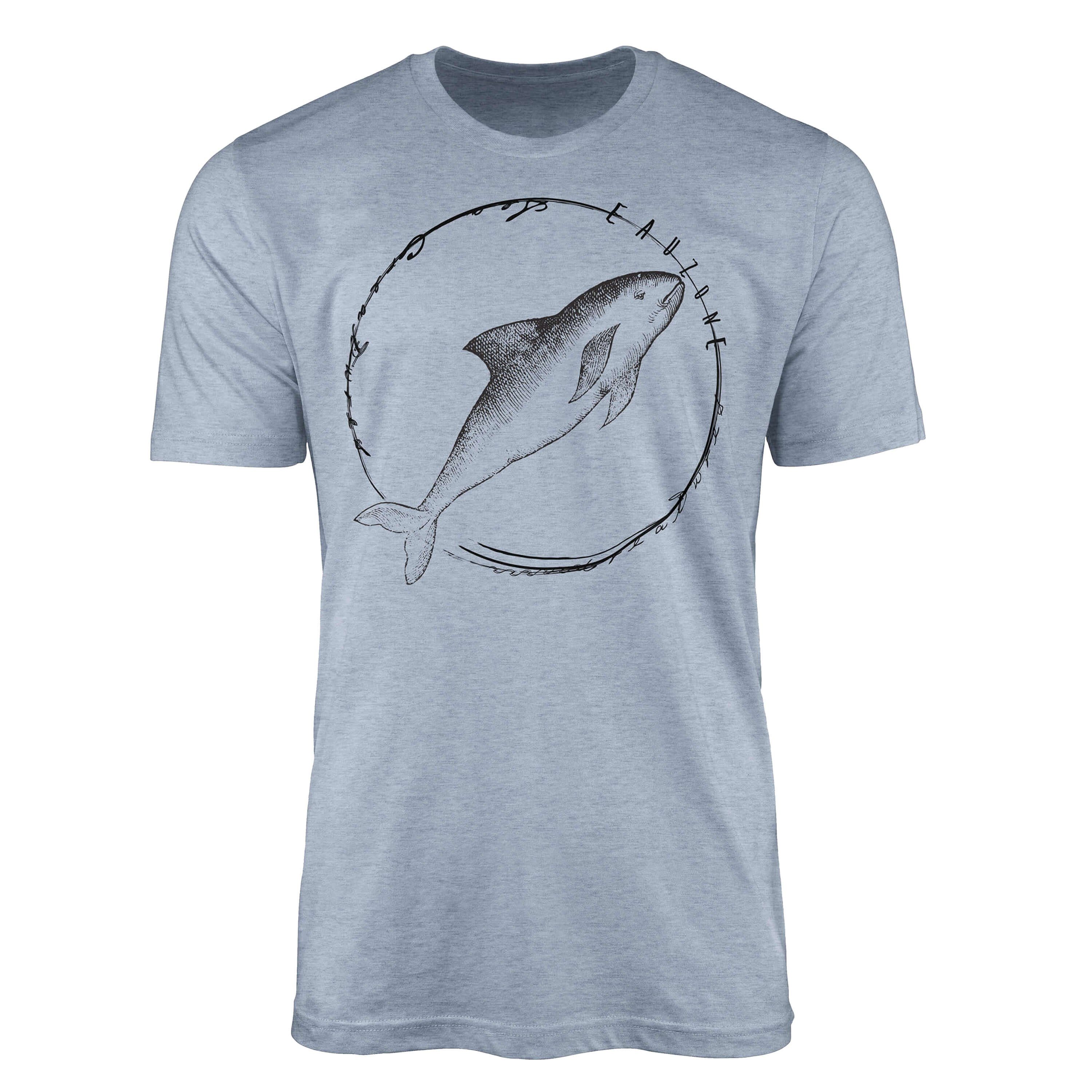 Sinus Art T-Shirt T-Shirt Tiefsee Fische - Serie: Sea Creatures, feine Struktur und sportlicher Schnitt / Sea 060 Stonewash Denim