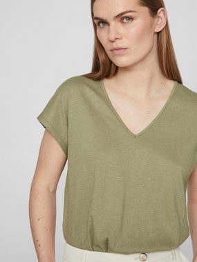 Vila T-Shirt Legere Shirt Bluse mit Spitzen Details V-Ausschnitt 7564 in Grün