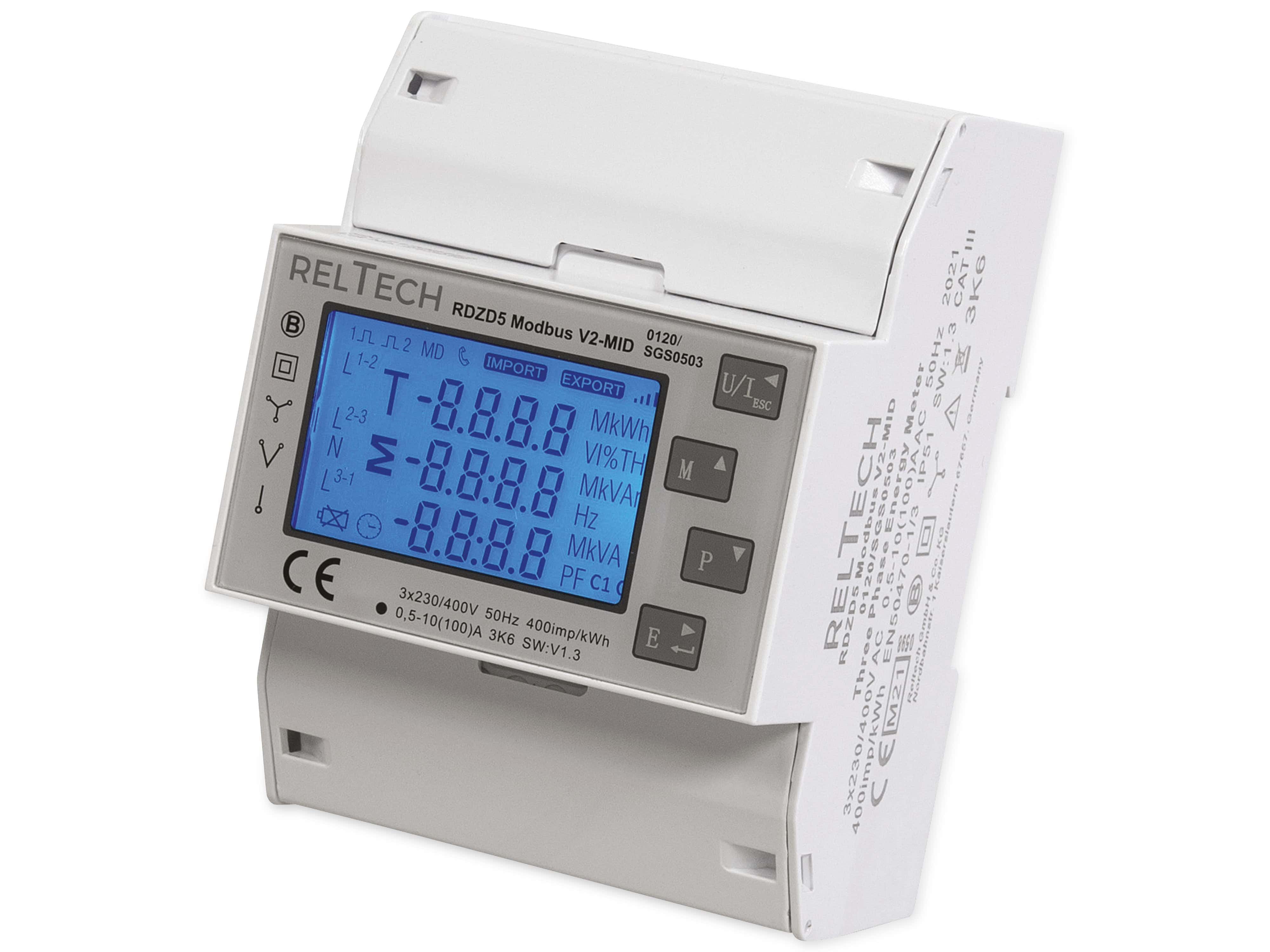 Verteilerbox RELTECH Drehstomzähler RDZD5-MID, 100A, MODbus