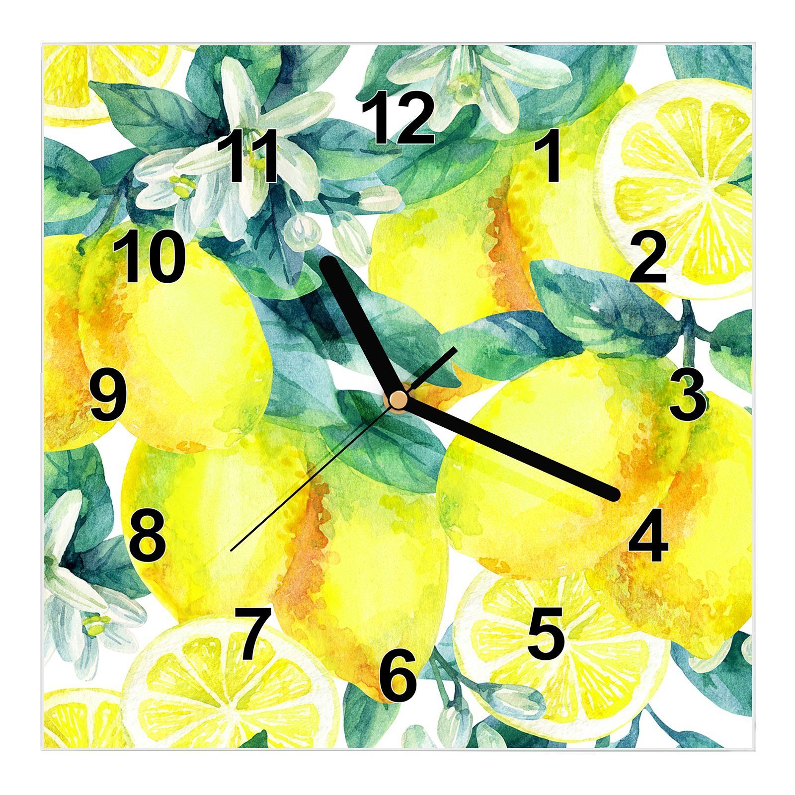 Bekannte Marke Primedeco Wanduhr Größe mit Zitronen Wanduhr Motiv Design Glasuhr cm x Wandkunst 30 30