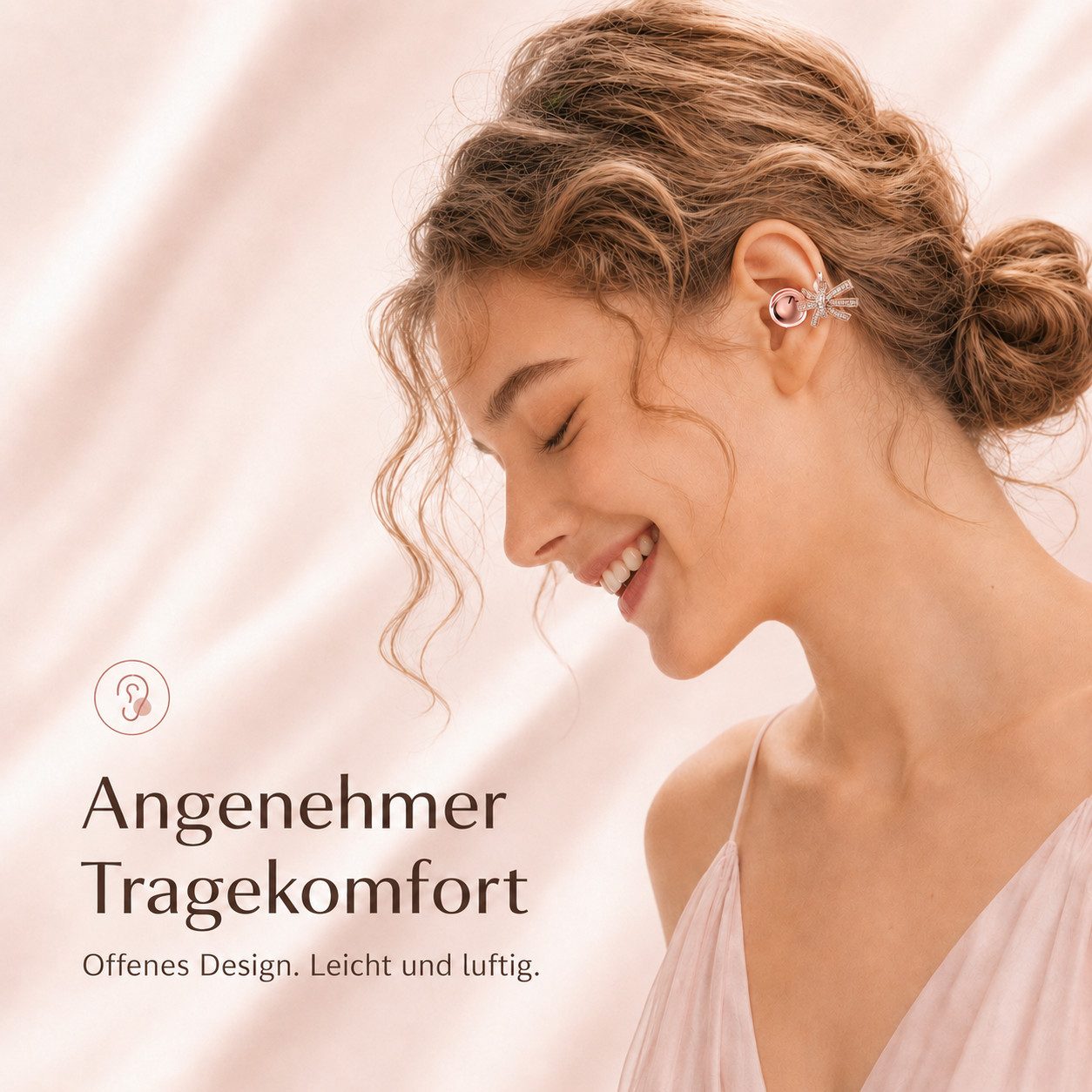 Futicare Kabellose Clip-On Bluetooth Kopfhörer mit Mikrofon,30 Std. Akku, IP56, Open-Ear-Kopfhörer (Bluetooth 6.0 Ohrclip Earbuds mit Spiegel-Ladebox, LED-Licht – Bild 5 von 5