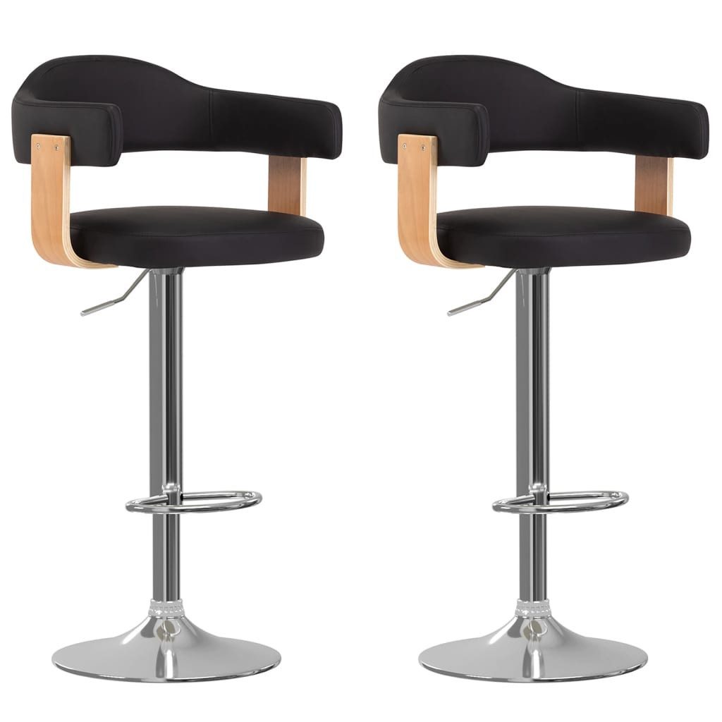 Barhocker Barhocker 2 Stk. Schwarz Bugholz und Kunstleder