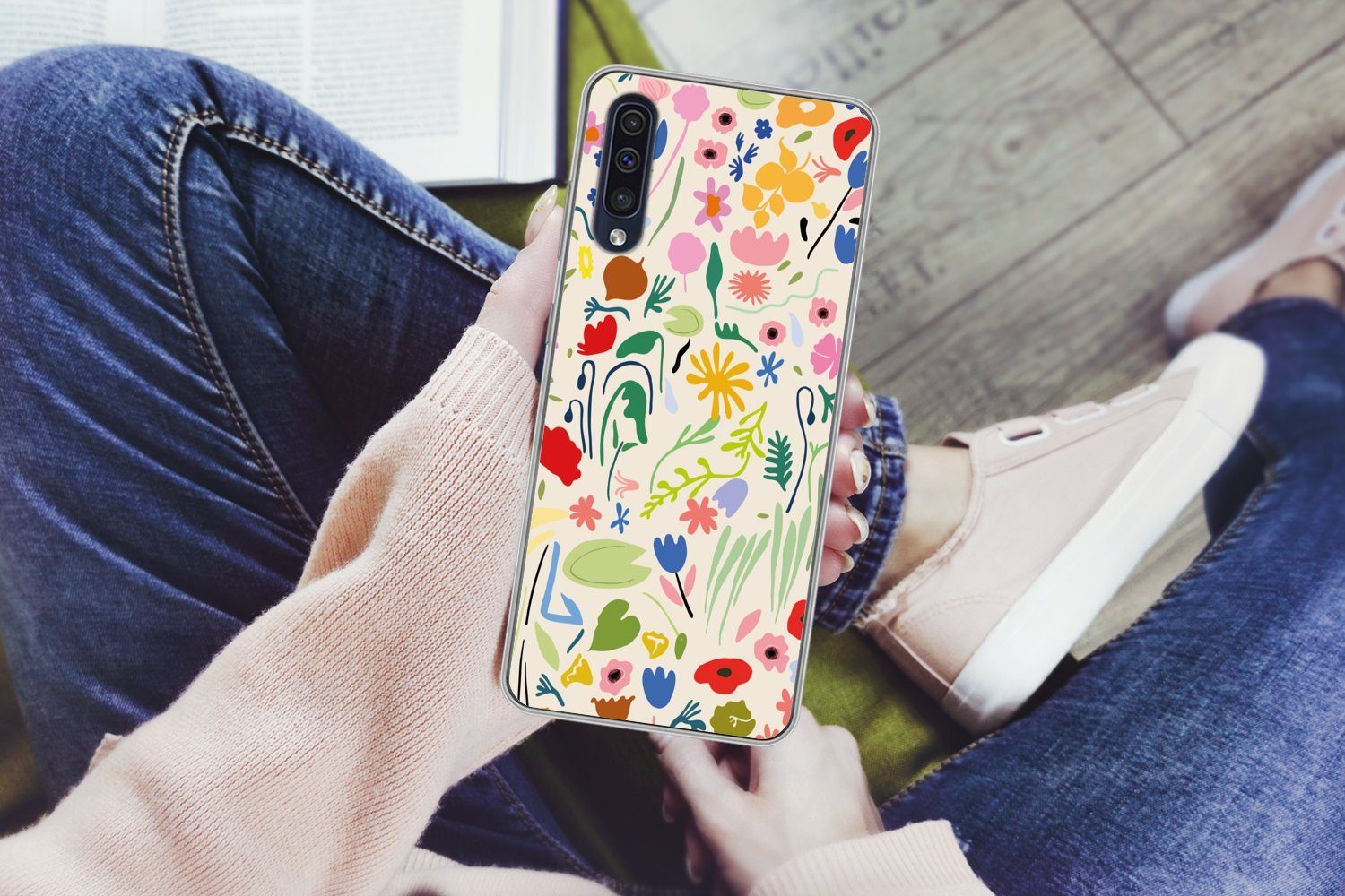 MuchoWow Handyhülle für Samsung Galaxy A50 Blumen - Muster - Pflanzen, Smartphone-Bumper, Print, Handy Schutzhülle Dünn