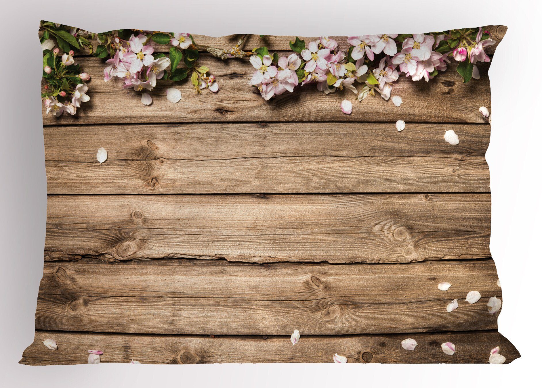 Kissenbezüge Dekorativer Standard Size rustikales Holz Gedruckter Abakuhaus Natur Stück), Kopfkissenbezug, (1 Blütenblätter