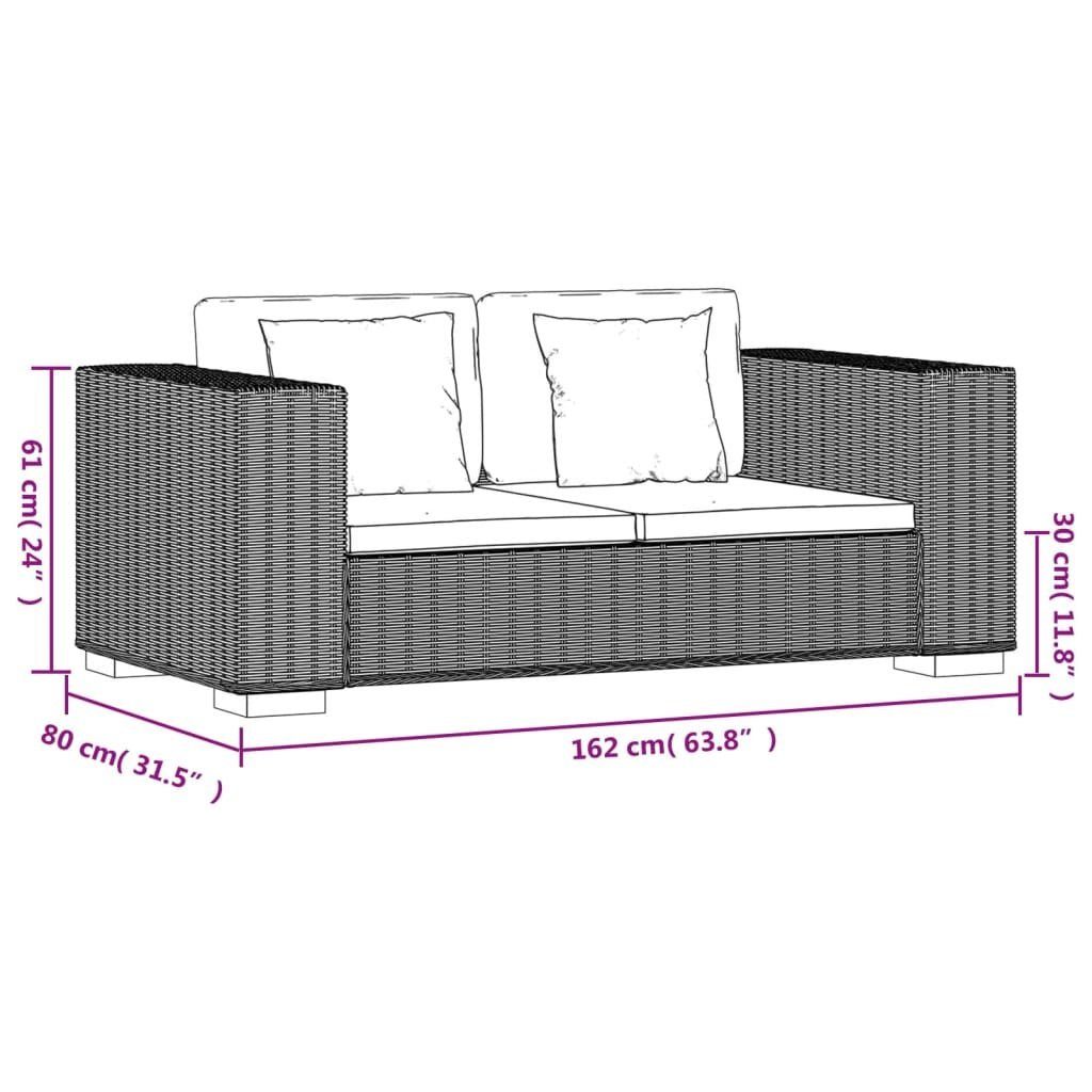 Sofa Echtes Set 7-tlg. Rattan Braun 2-Sitzer Sofa vidaXL