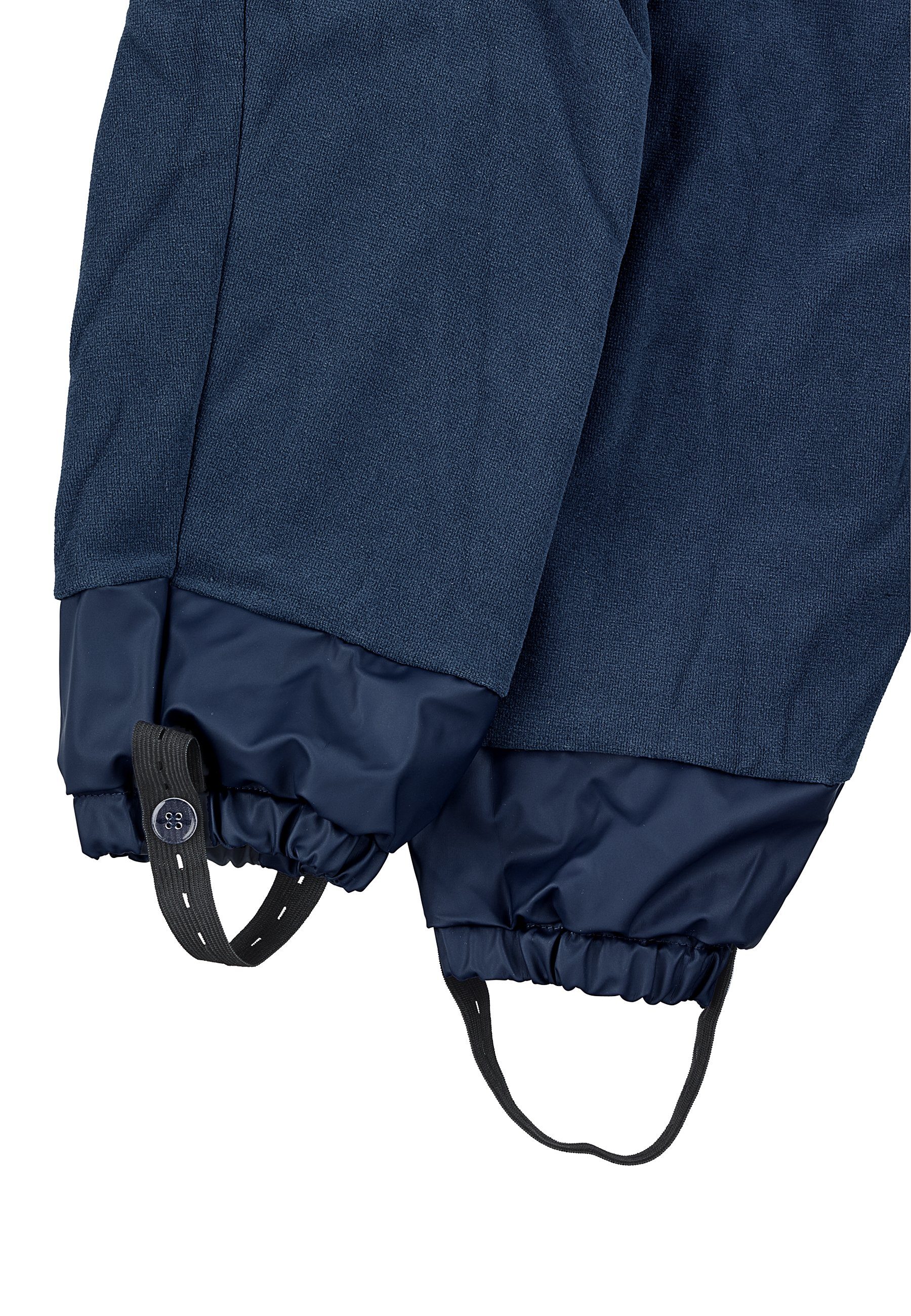 Motiven) Regenträgerhose Matschlatzhose Regenträgerhose Regenhose marine mit mit süßen (1-tlg., Druckknöpfen, Trägern verstellbaren Sterntaler® Regenhose Matschhose gefüttert mit Wasserdicht,