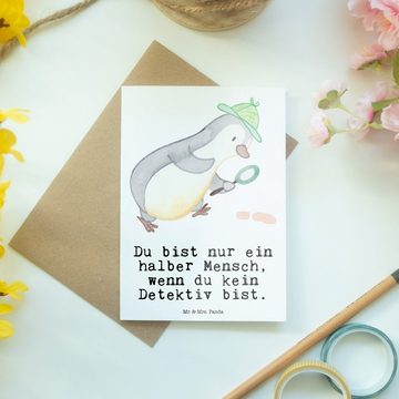 Mr. & Mrs. Panda Grußkarte Detektiv Herz - Weiß - Geschenk, Einladungskarte, Abschied, Wirtschaf, Matte Innenseite