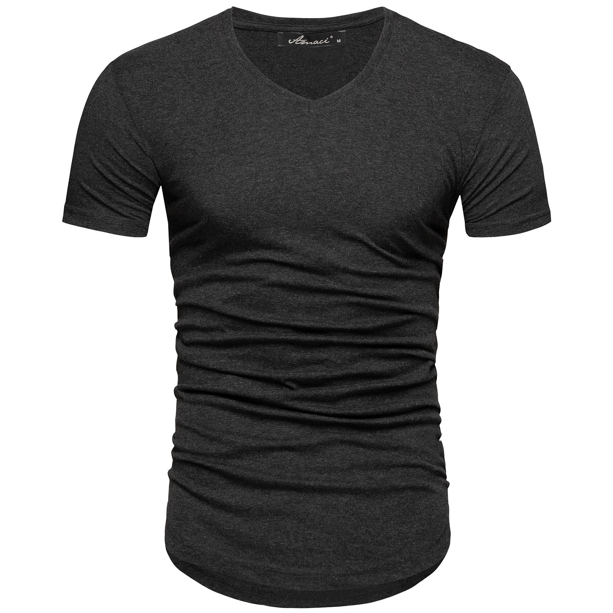 Amaci&Sons T-Shirt BELLEVUE Basic Oversize T-Shirt mit V-Ausschnitt Herren Oversize Vintage V-Neck Basic V-Ausschnitt Shirt Anthrazit | T-Shirts