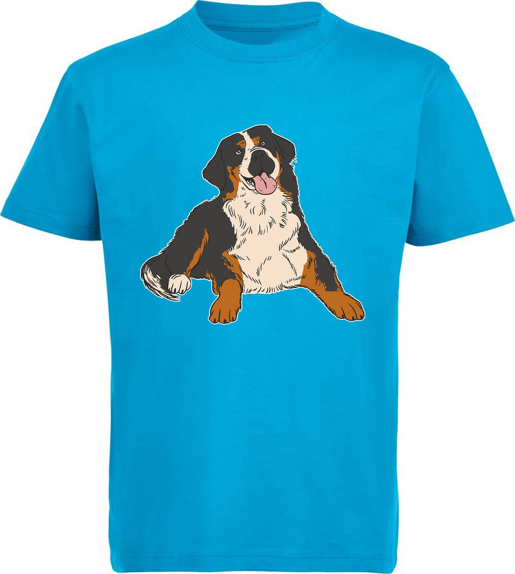 MyDesign24 Print-Shirt bedrucktes Kinder Hunde T-Shirt - Berner Sennen Hund liegend Kurzarm Baumwollshirt mit Aufdruck i218