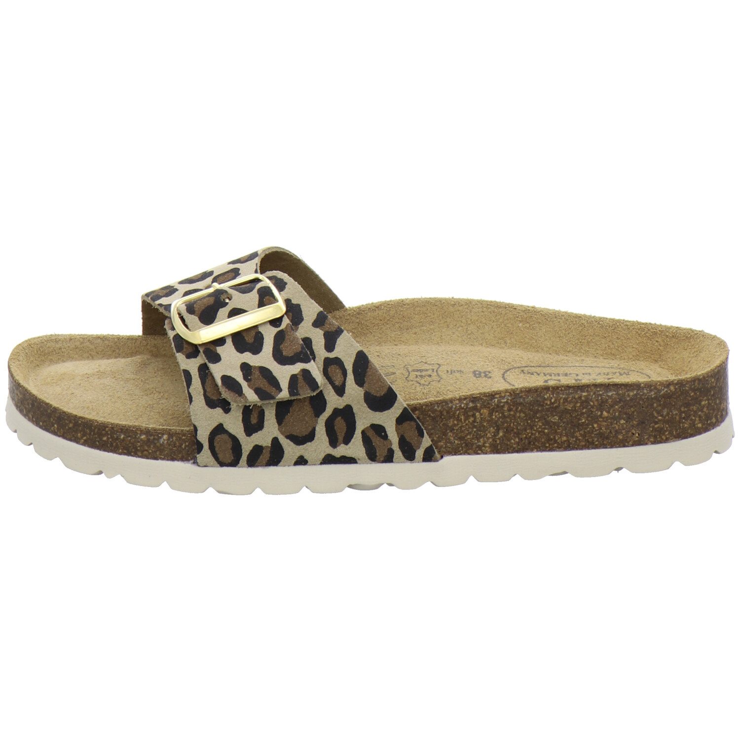 AFS-Schuhe 211298 Riemen Pantolette für Damen mit Fußbett, bequeme Sandalen aus Leder