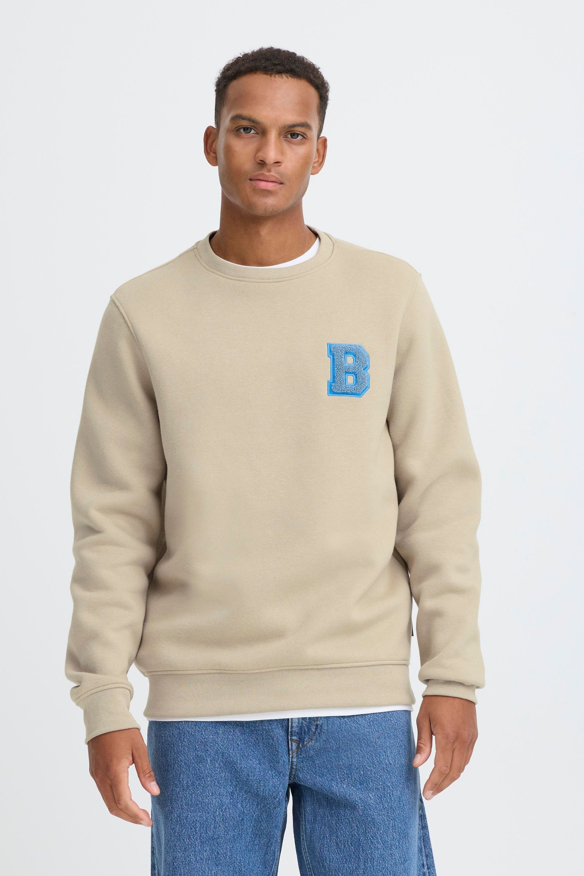 Blend Rundhalspullover BHIDO Lässiger Sweatpullover mit Stickerei