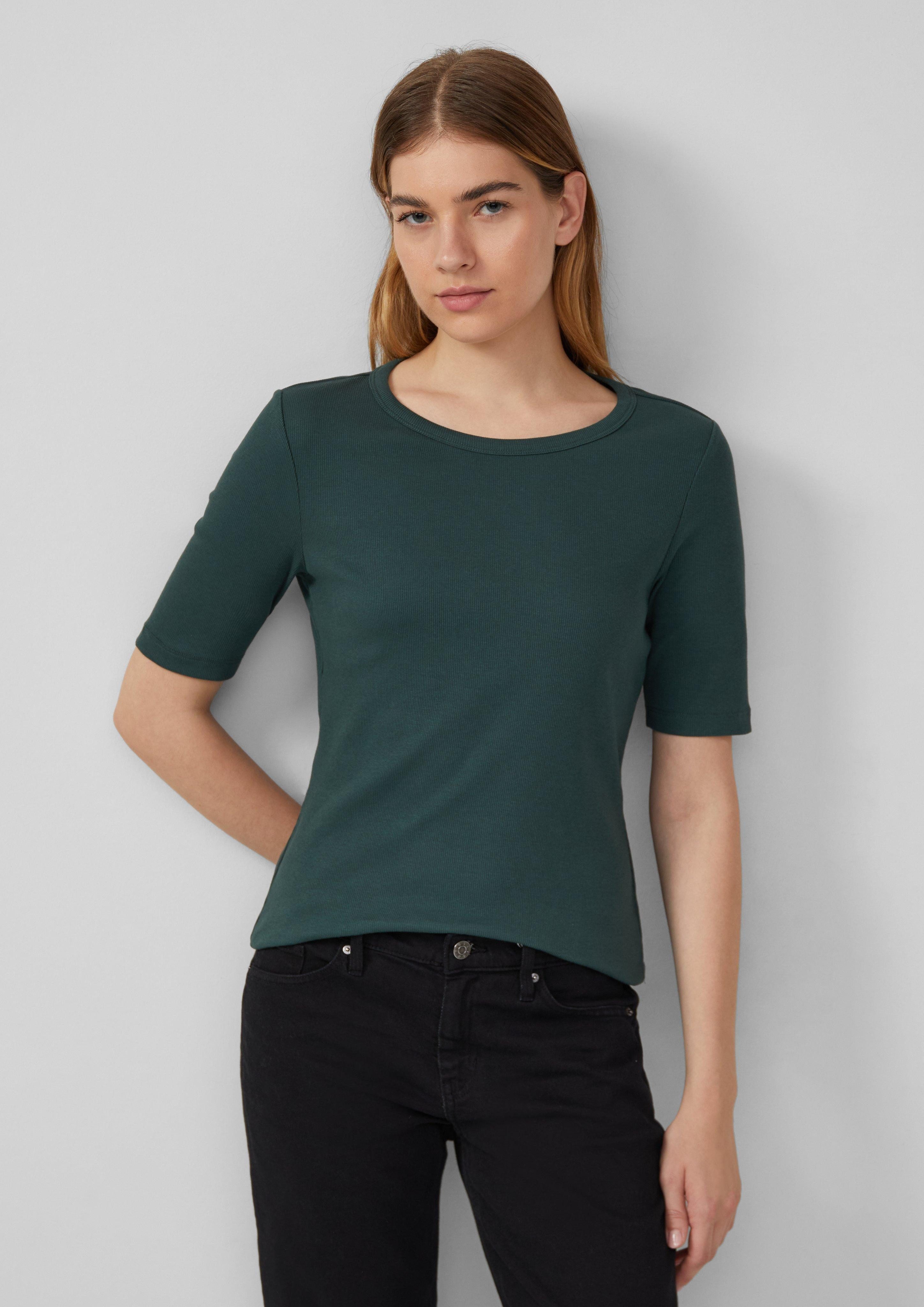 s.Oliver Kurzarmshirt Bequemes Jerseyshirt mit Rippblende günstig online kaufen