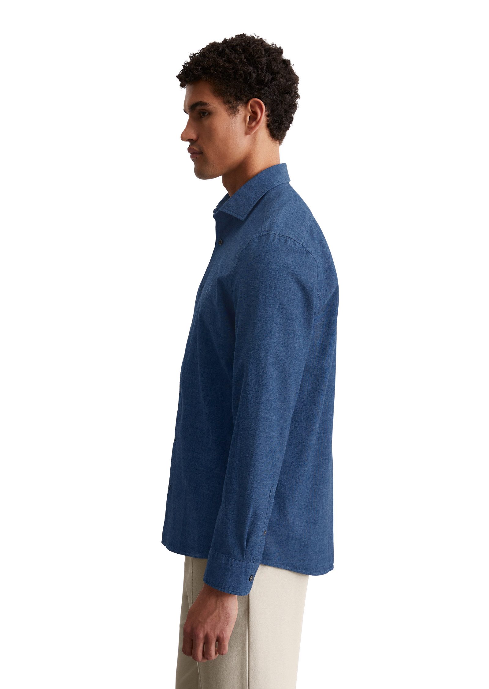 Marc O'Polo Langarmhemd aus leichtem Bio-Baumwoll-Chambray – Bild 2 von 5