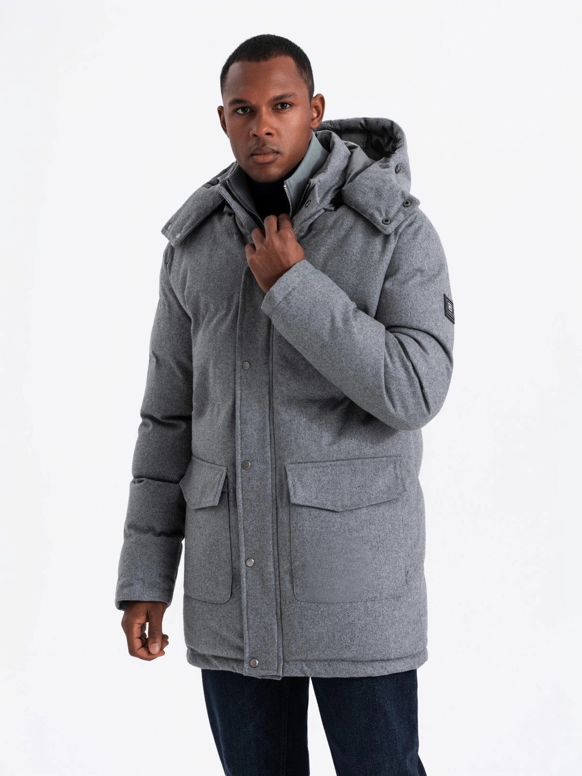 OMBRE Winterjacke Warme lange Herren Parka Jacke mit Wolle
