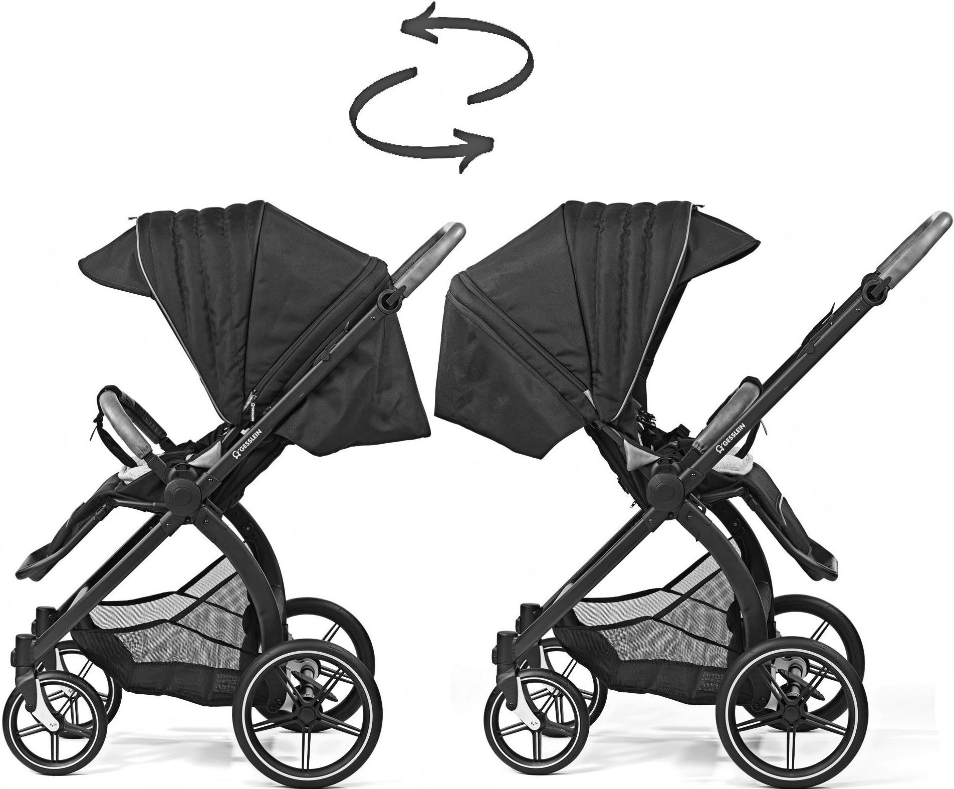 Soft+ Babyschalenadapter FX4 mit C3 mit und Gesslein schwarz, Babywanne Aufsatz Swing mintgrün meliert, Kombi-Kinderwagen