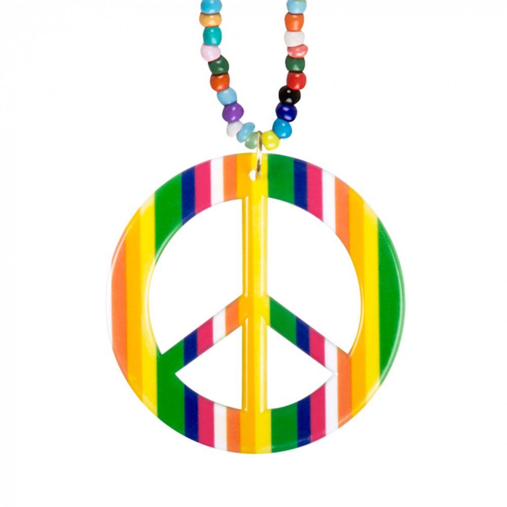 Boland Kostüm Hippie Halskette Happiness mit Perlen, Bunt günstig online kaufen