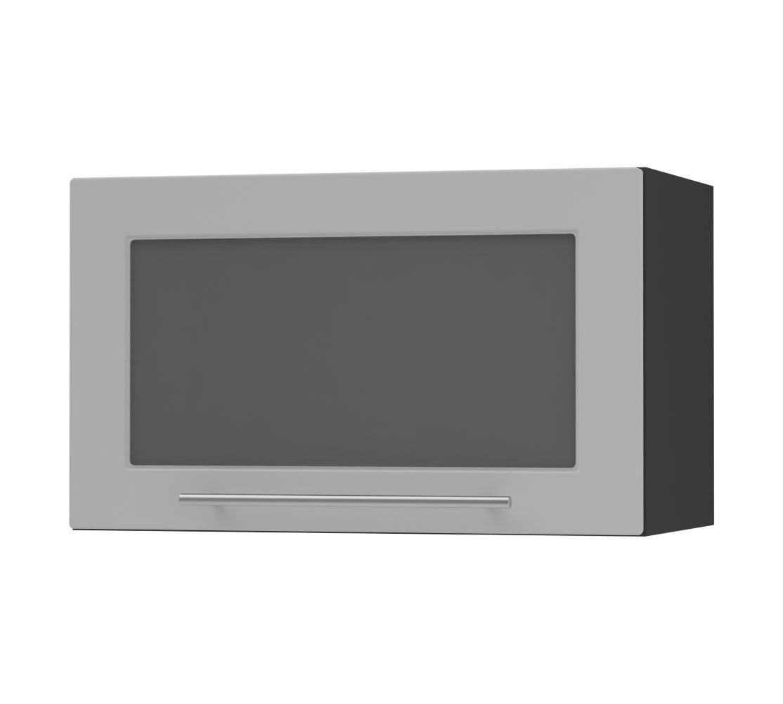 Feldmann-Wohnen Klapphängeschrank Kvantum (1-türig, 1 Fach, Türanschlag oben, Soft-Close, 1-St., Fronten mit dekorativen Fräsungen und leicht abgerundeten Ecken) 60x36cm schwarz - dust grey matt (Q-W4BS/60)