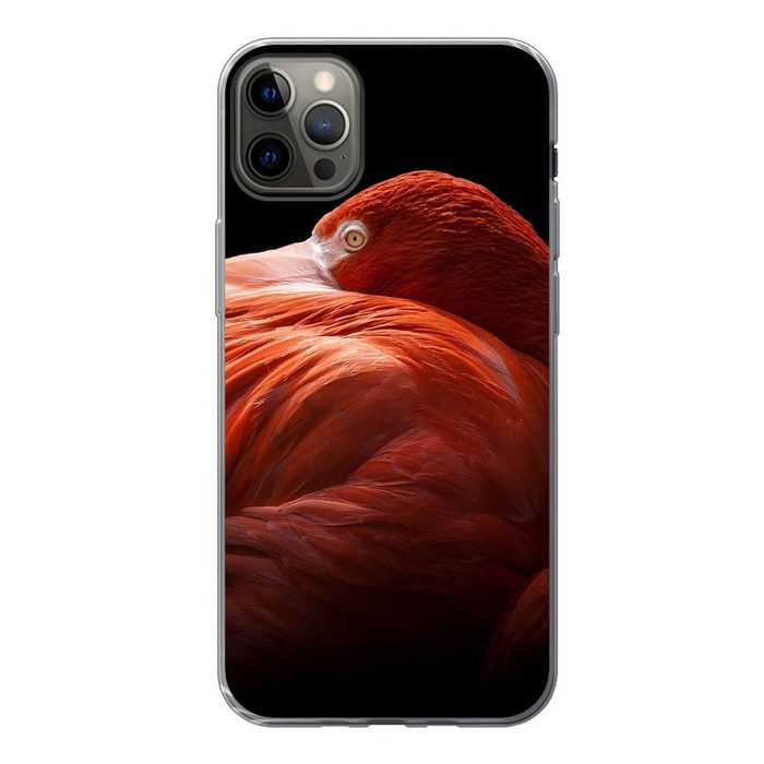 MuchoWow Handyhülle Flamingo - Federn - Rosa Handyhülle Apple iPhone 13 Pro Max Smartphone-Bumper Print Handy