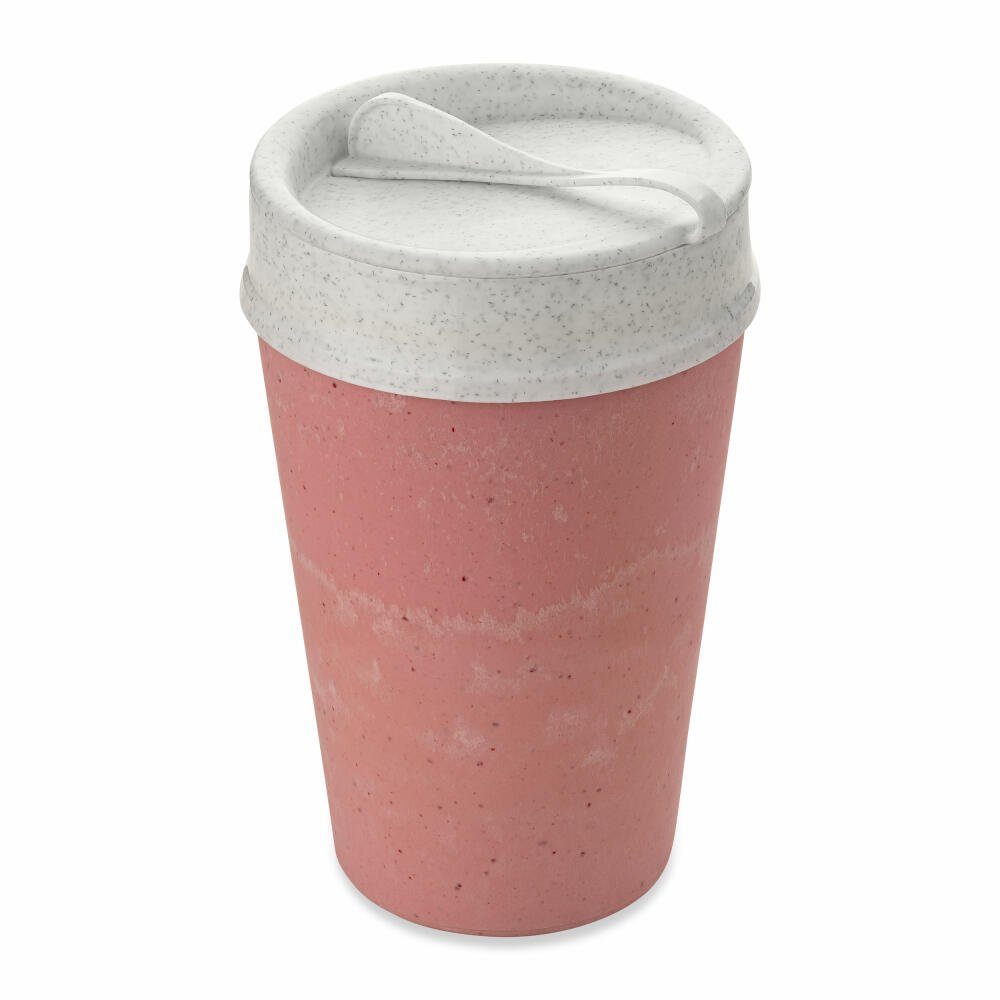 KOZIOL Thermobecher Iso To Go Strawberry Ice Cream, 400 ml, Kunststoff-Holz-Mix, doppelwandig