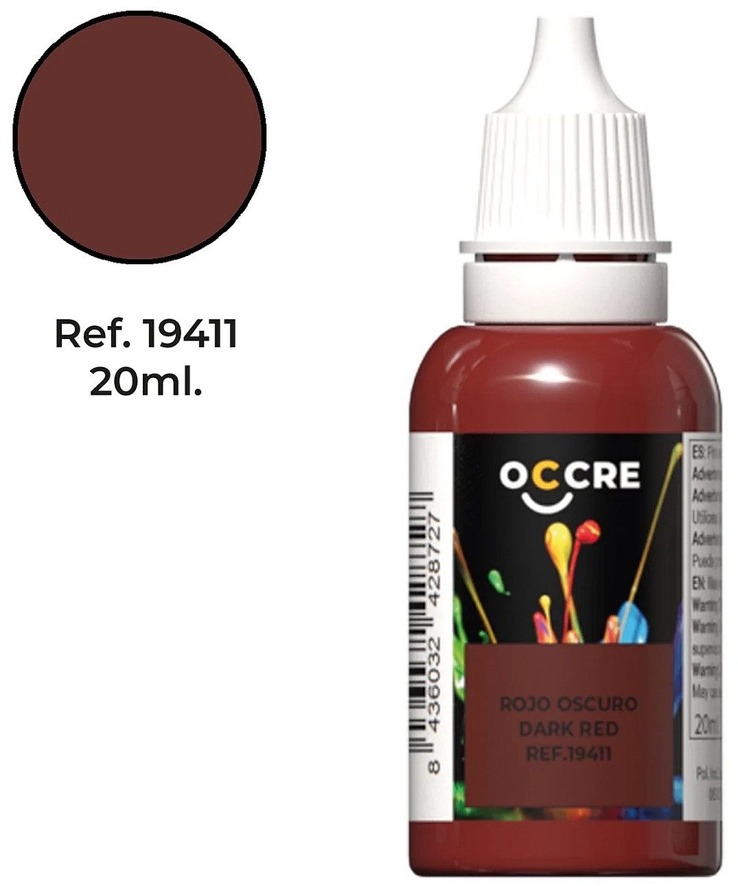 OcCre Modellbausatz Ocolor Dark red 20 ml, (Bastelbedarf, 1-tlg., Oberflächenbehandlung), Made in Europe
