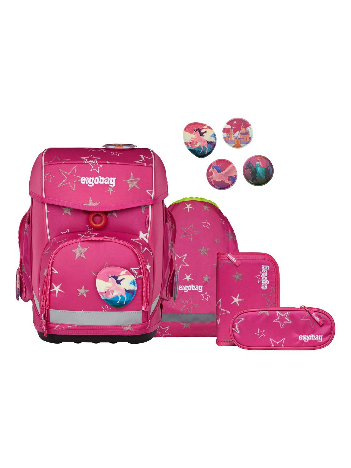 ergobag Schulranzen cubo Set (5-tlg., 5-teiliges Set), größenverstellbares Rückensystem