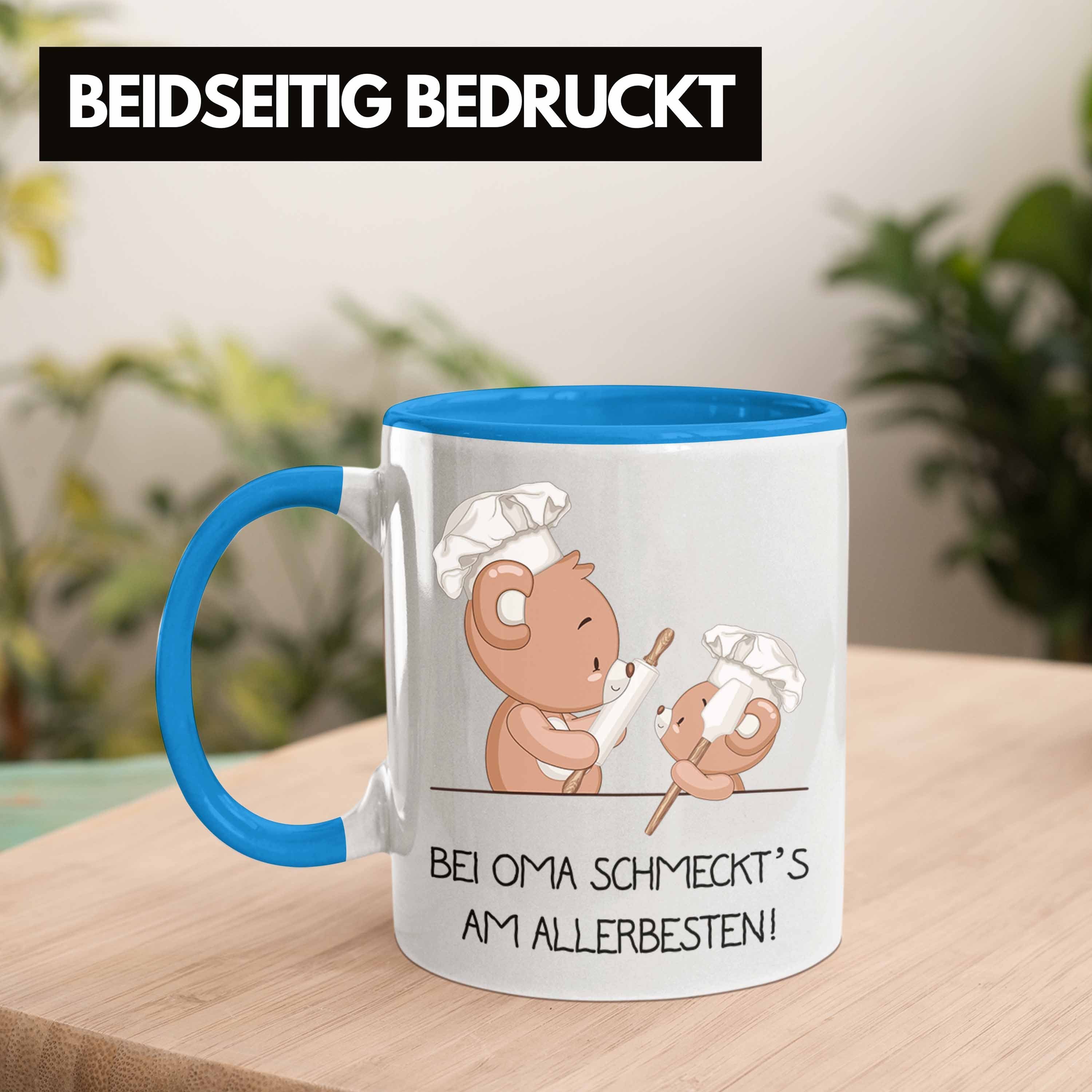 Geschenkidee Blau Oma Enkel Tasse - von Großmutter Becher Geburtstag Trendation Enkelin Geschenke Trendation Tasse Geschenk