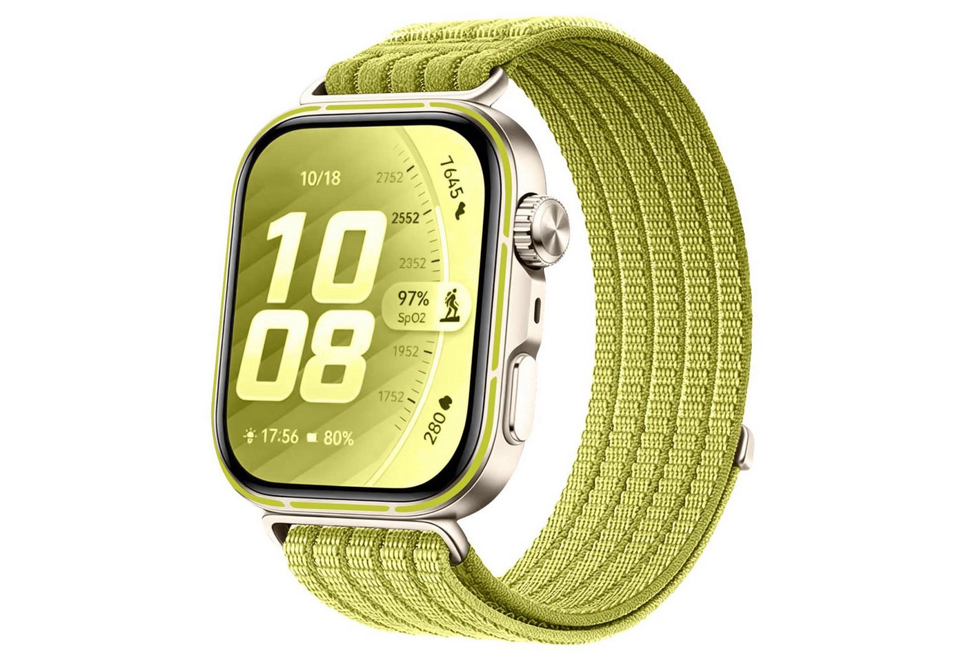 Wigento Smartwatch-Armband Nylon für Huawei Watch Fit 5 4 / 5 4 Pro / 3 Klettverschluss Hellgrün, Klettverschluss, Verstellbar