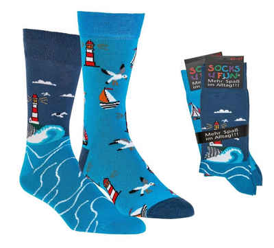 Socks 4 Fun Freizeitsocken Socken Motiv Küstenglück (2-Paar, 2 Paar)