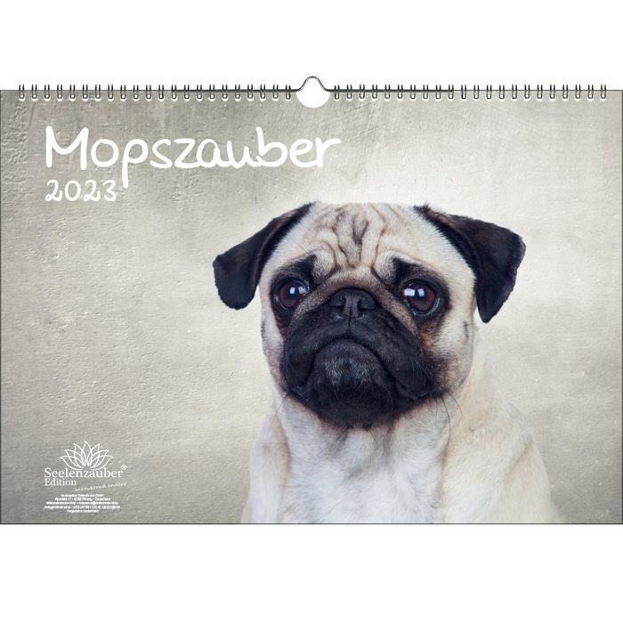 Seelenzauber Wandkalender Mopszauber DIN A3 Kalender für 2023 Mops Hunde und Welpen - Seelenzaub