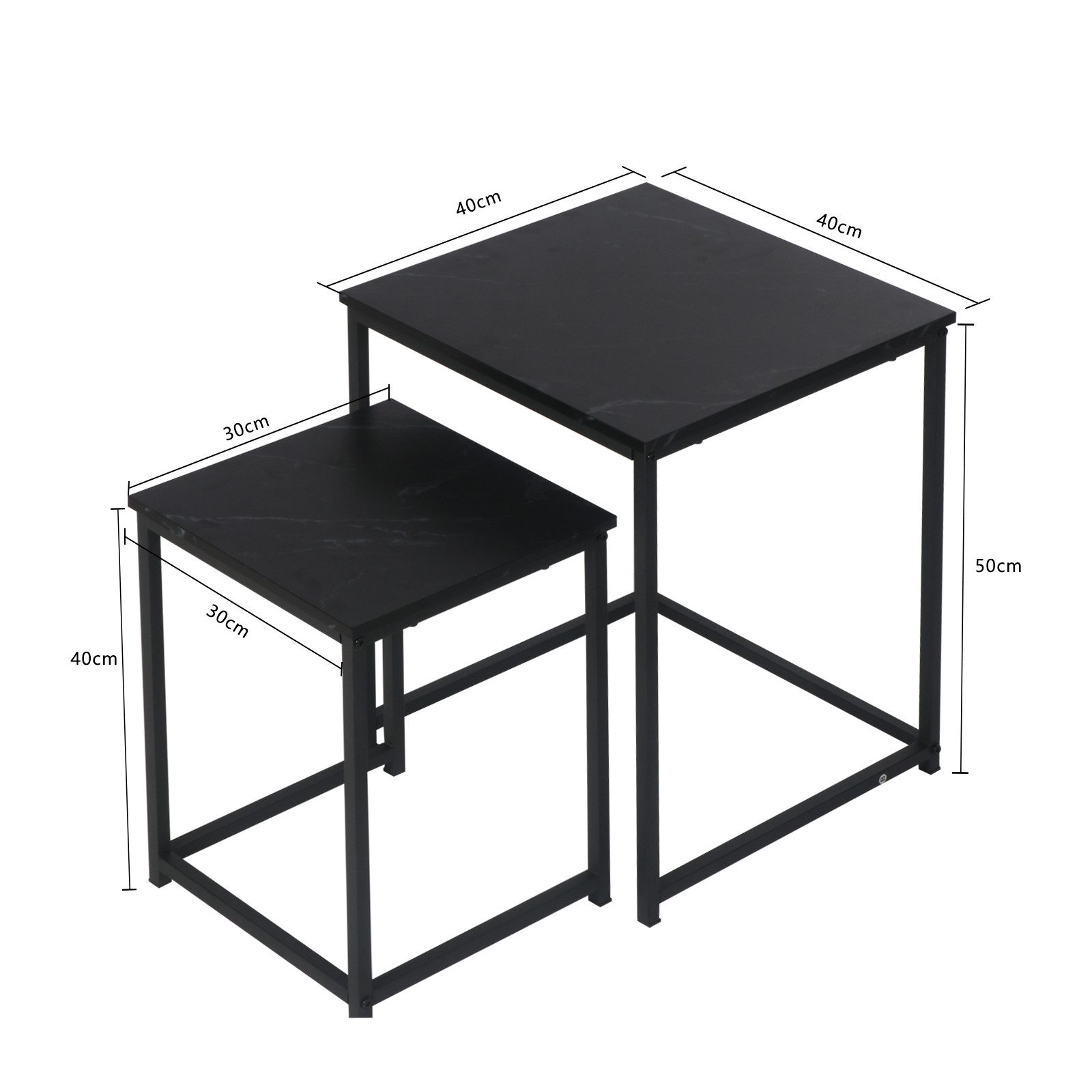 KAHOO Couchtisch Quadratischer Beistelltisch 2er-Set Schwarz günstig online kaufen