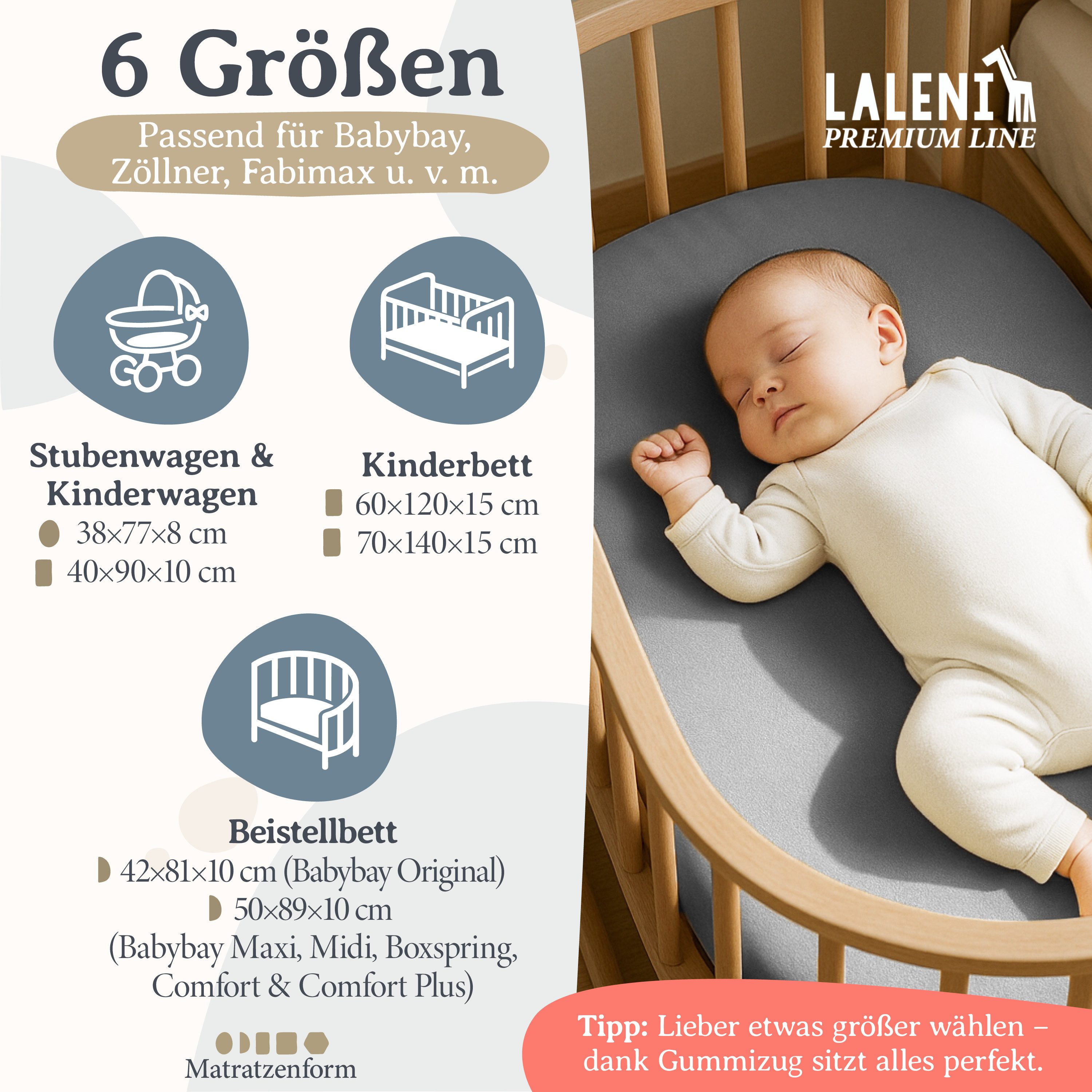 Laleni Spannbettlaken Premium für Beistellbett - Atmungsaktives Spannbetttu günstig online kaufen
