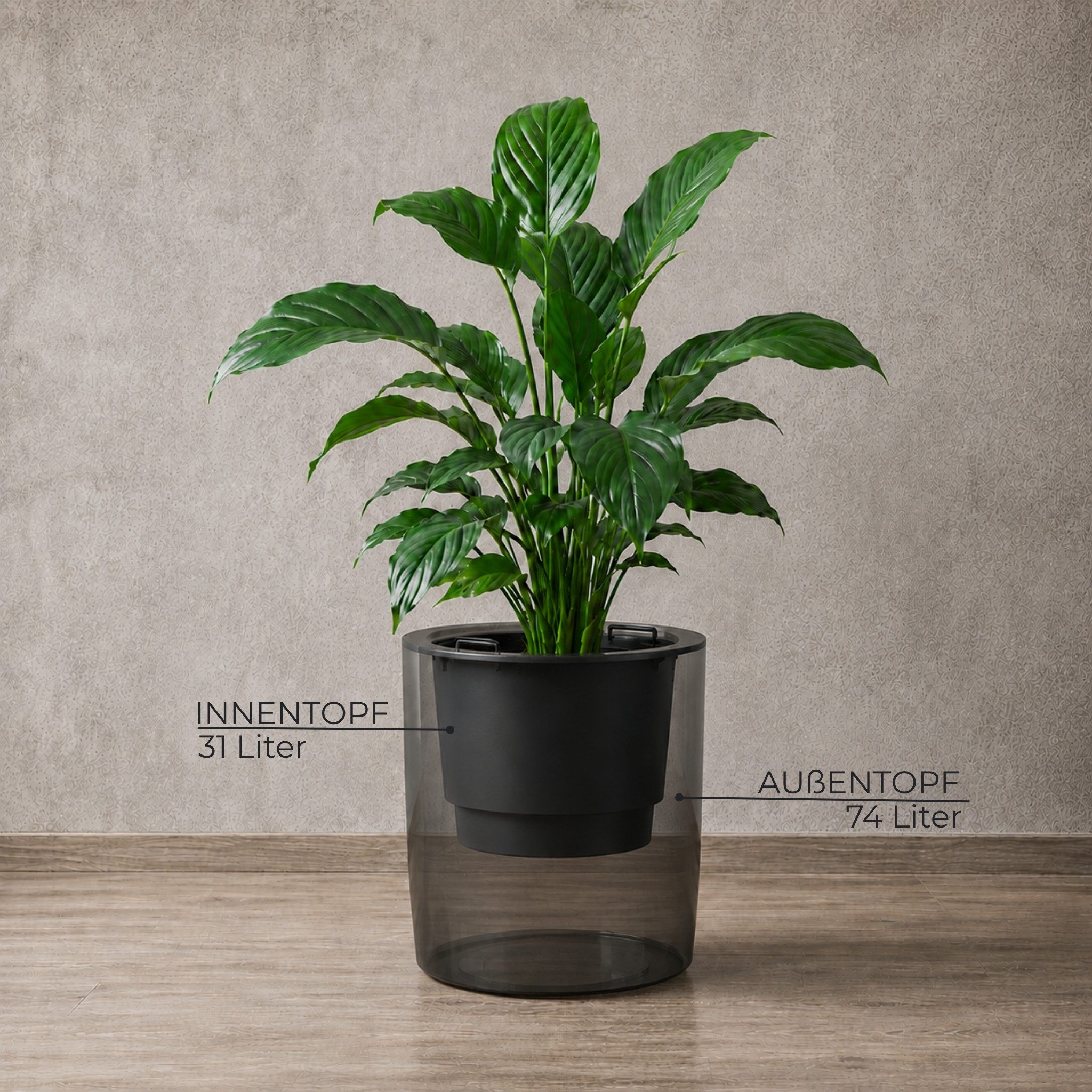 matches21 HOME & HOBBY Blumentopf Großer außen Blumentopf NIVO rund 47 x 45 cm anthrazit (2 St), Moderner Pflanztopf Outdoor Pflanzkübel wetterfest