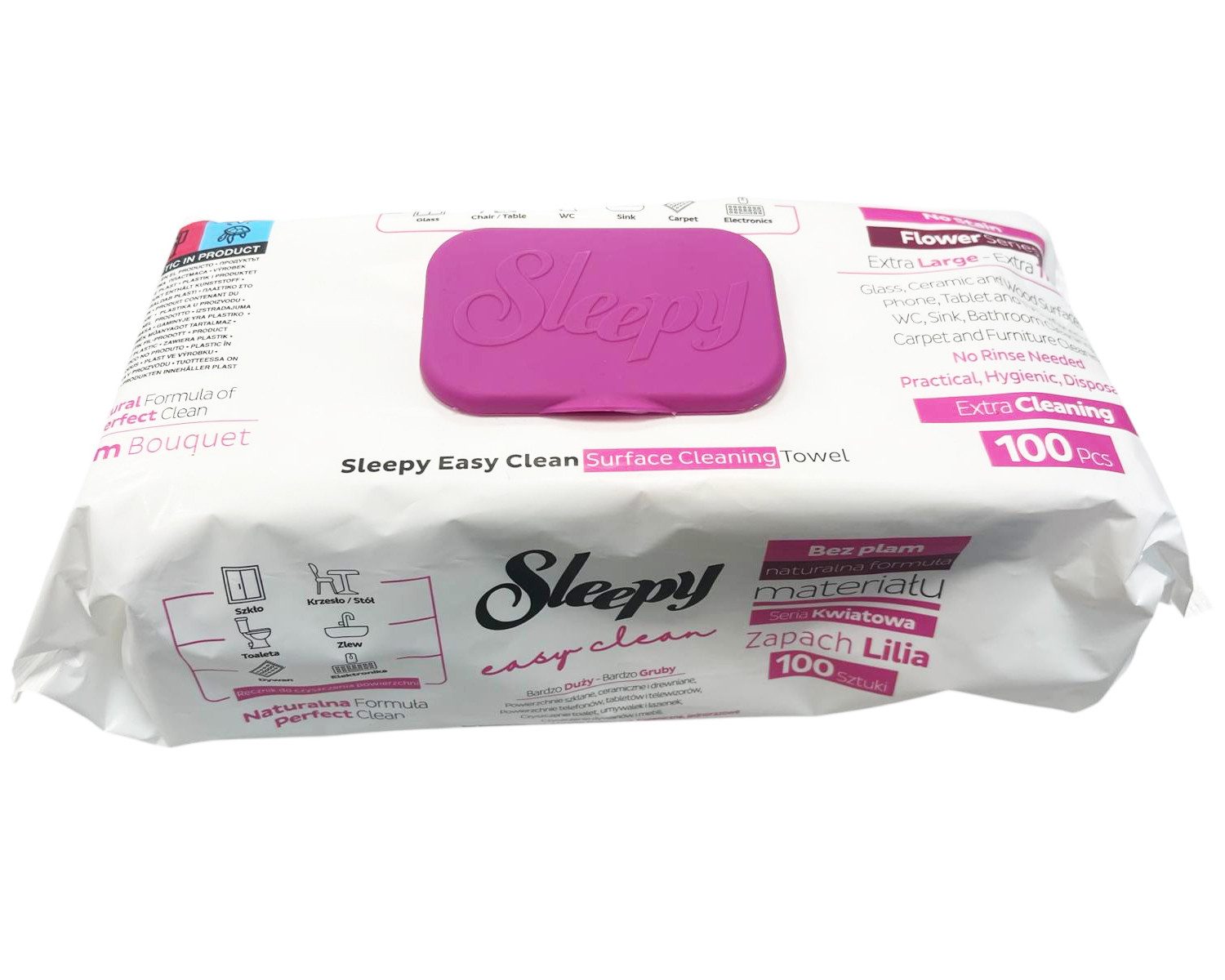 Sleepy Oberflächenreinigungstücher - Pink (100 Tücher) Reinigungstücher