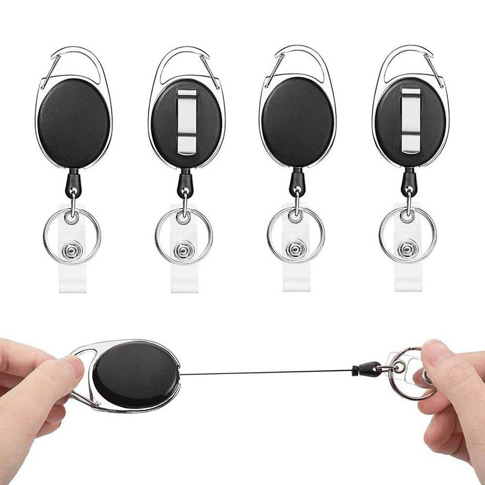 ZAXSD Schlüsselanhänger 4tlg Schlüsselrolle Schlüsselanhänger ausziehbar,Schlüsselband, Schlüssel Zipper und Ski Karten Halter für Hose und Gürtel
