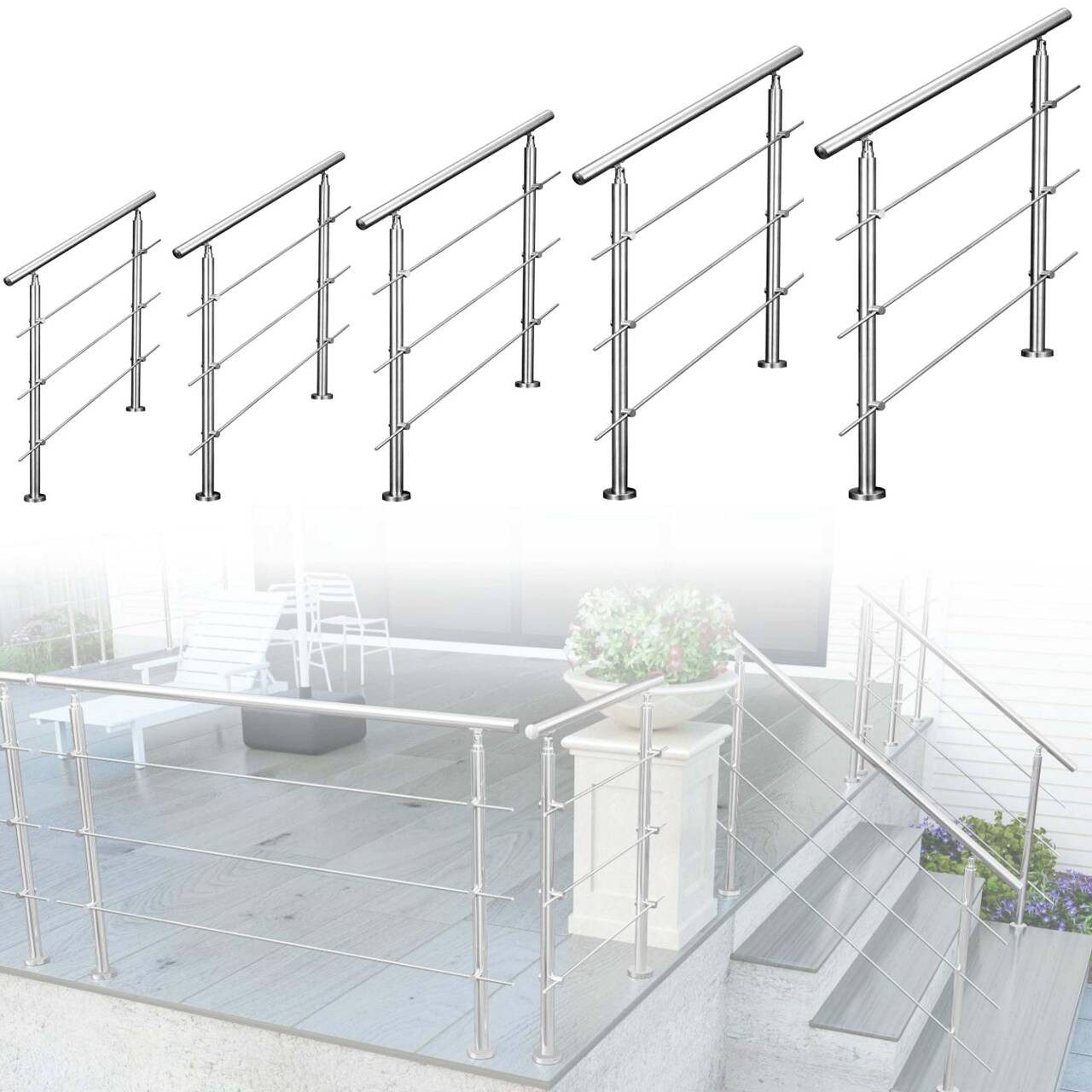 AICA Treppengeländer Edelstahl Material Handläufe 3/5 guardrails Treppe Gel günstig online kaufen