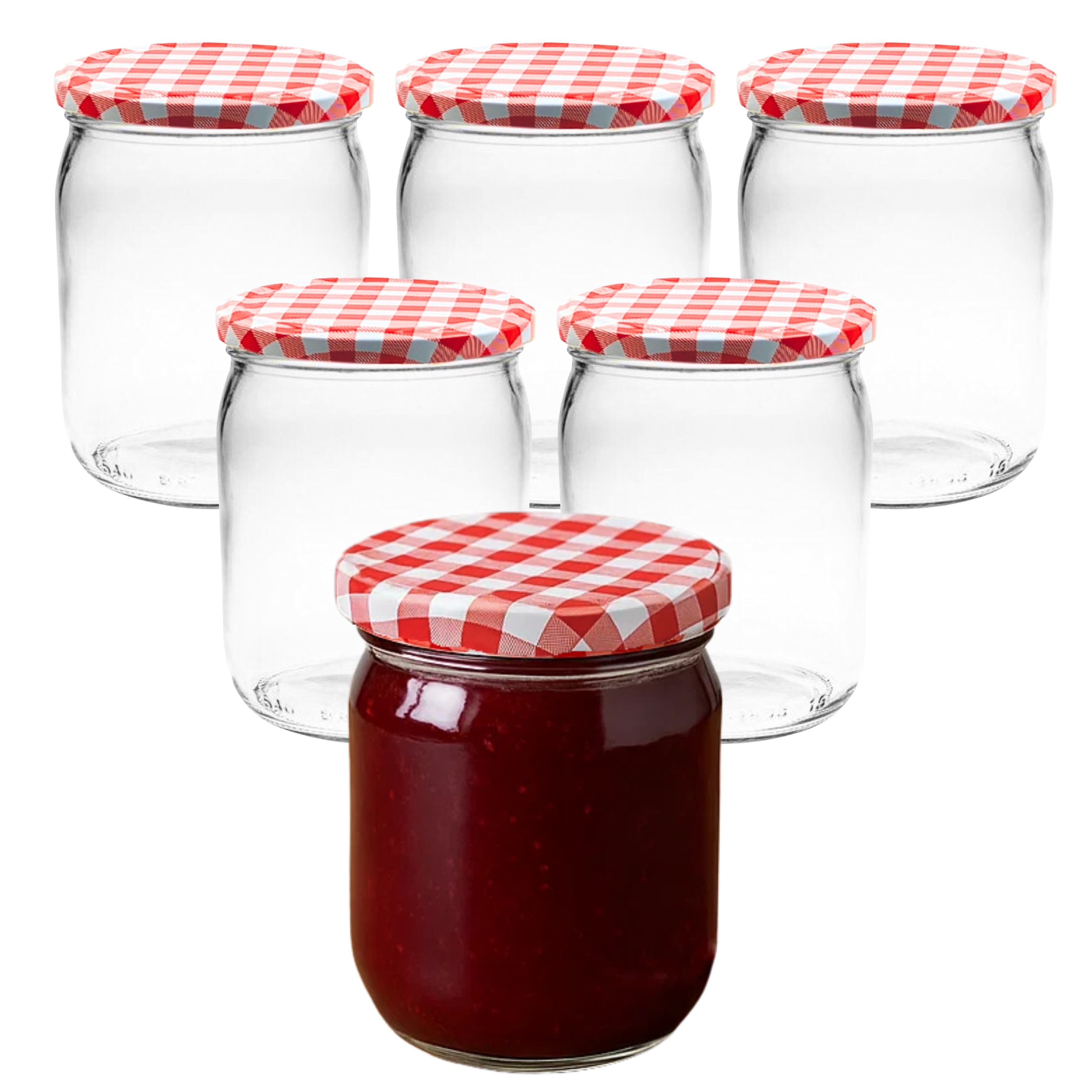 mikken Einmachglas 540 ml Einkochglas Marmeladenglas Einmachgläser, (Set, 6-tlg., Vorratsset, spar-set), pasteurisierbar, luftdicht, Einweckglas, Sturzglas