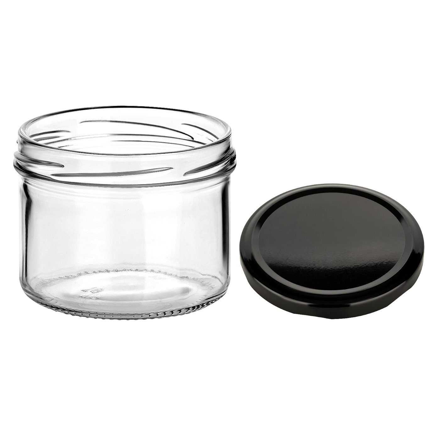 230 ml Gläser 82, Schwarz), Marmelade, Schraubverschluss Stück, (24 Vorratsgläser gouveo Selbstgemachtes, für TO Einmachglas mit rund Wurst