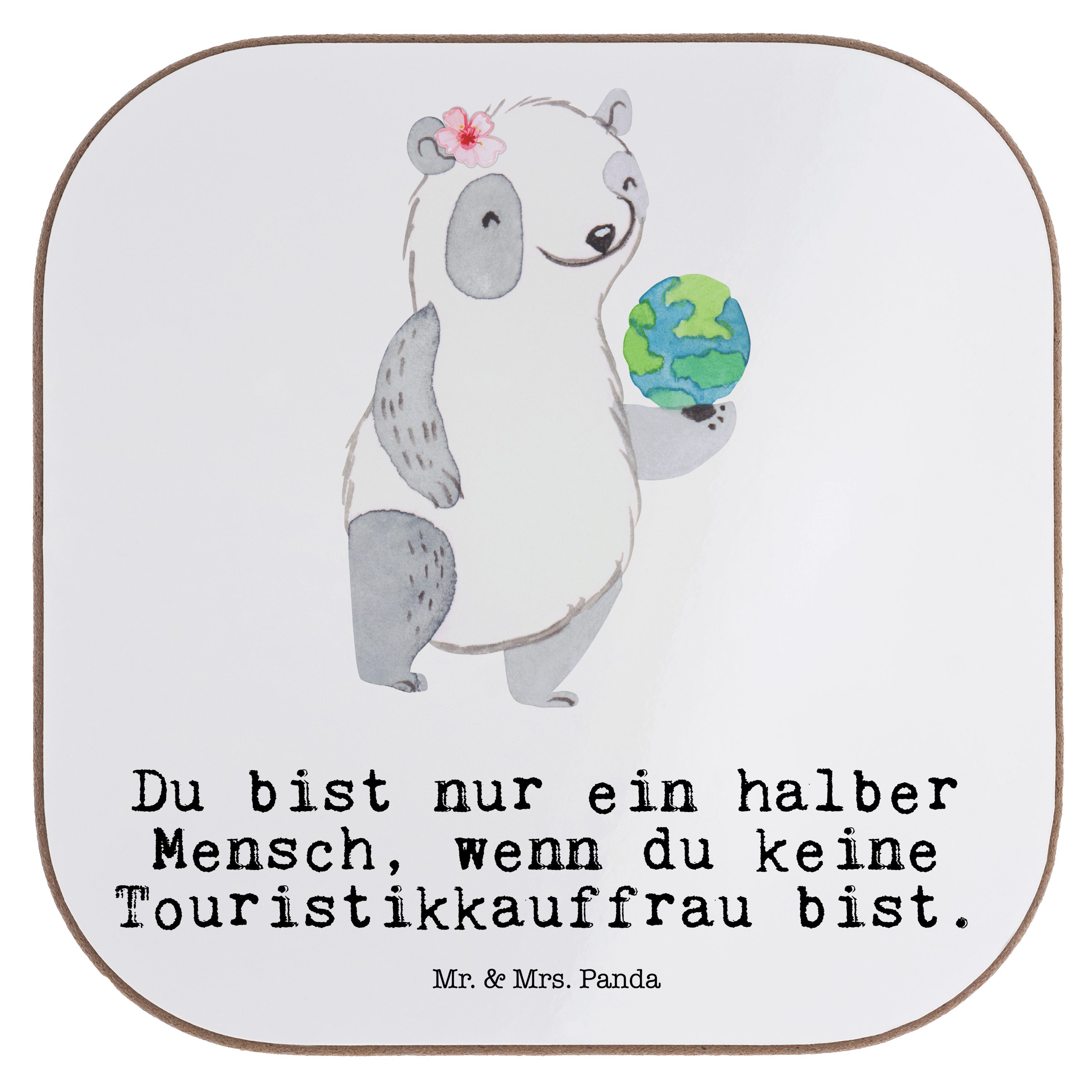 & Geschenk, mit Panda - Arbeitskoll, 1-tlg. Herz Touristikkauffrau - Weiß Getränkeuntersetzer Mr. Bierdeckel, Mrs.